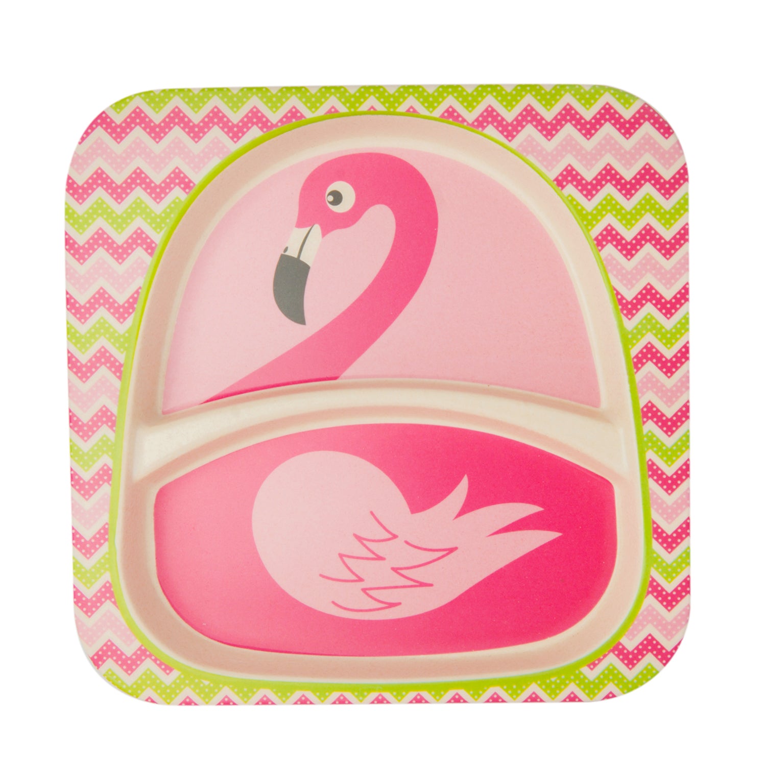 Flamingo Pink 5 Pcs Bamboo Fiber Dinner Set - Baby Moo