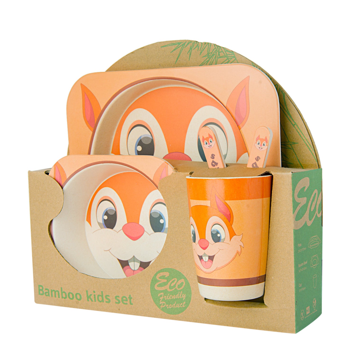 Rabbit Orange 5 Pcs Bamboo Fiber Dinner Set - Baby Moo
