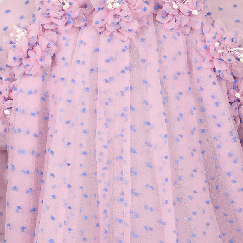 Stella Rossa Polka Dot Dress With Flower Applique - Purple