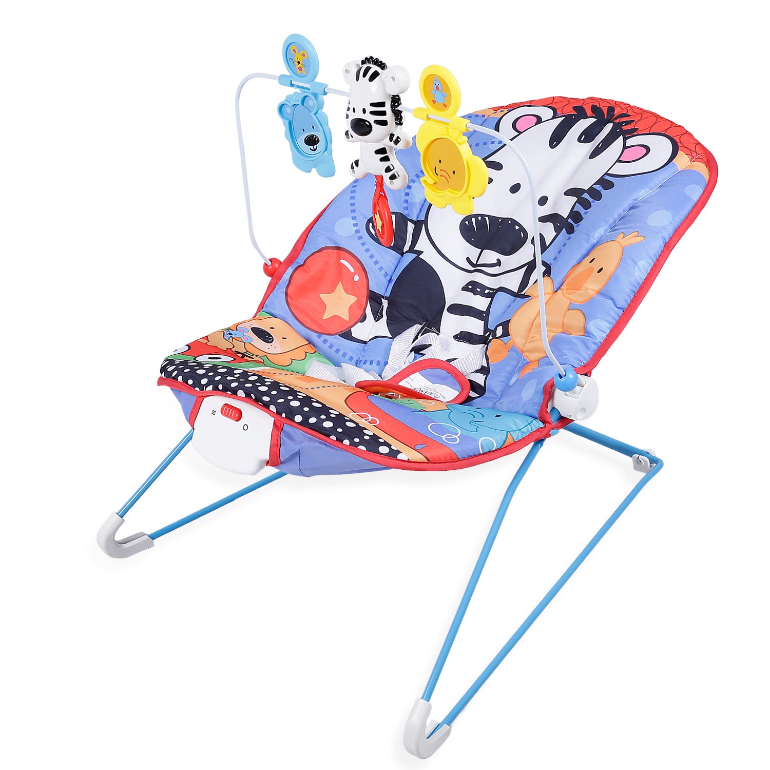 Jungle Friends Soothing Vibrations Bouncer Rocker With Musical Hanging Toys - Blue - Baby Moo