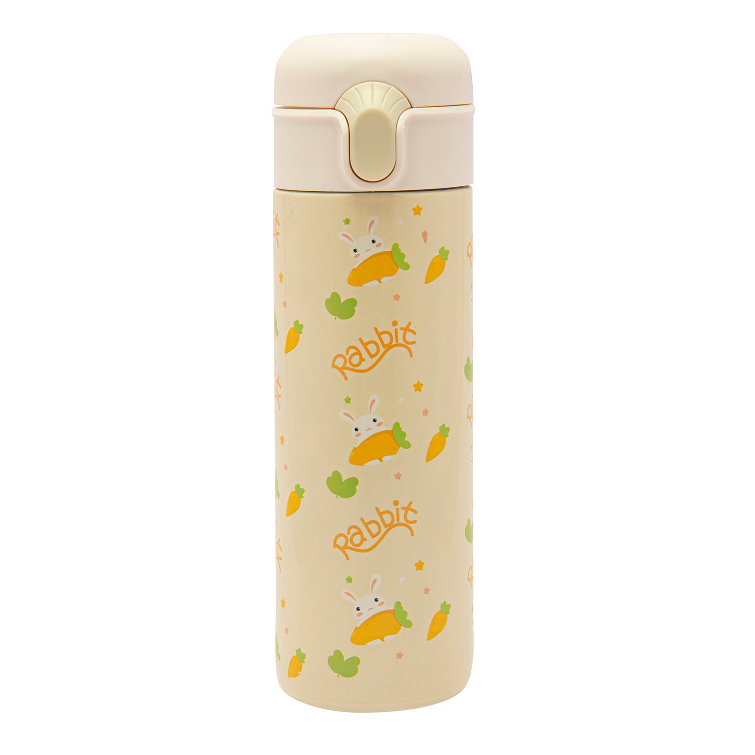 Rabbits Eat Carrots Offwhite 400 ml Stainless Steel Flask - Baby Moo