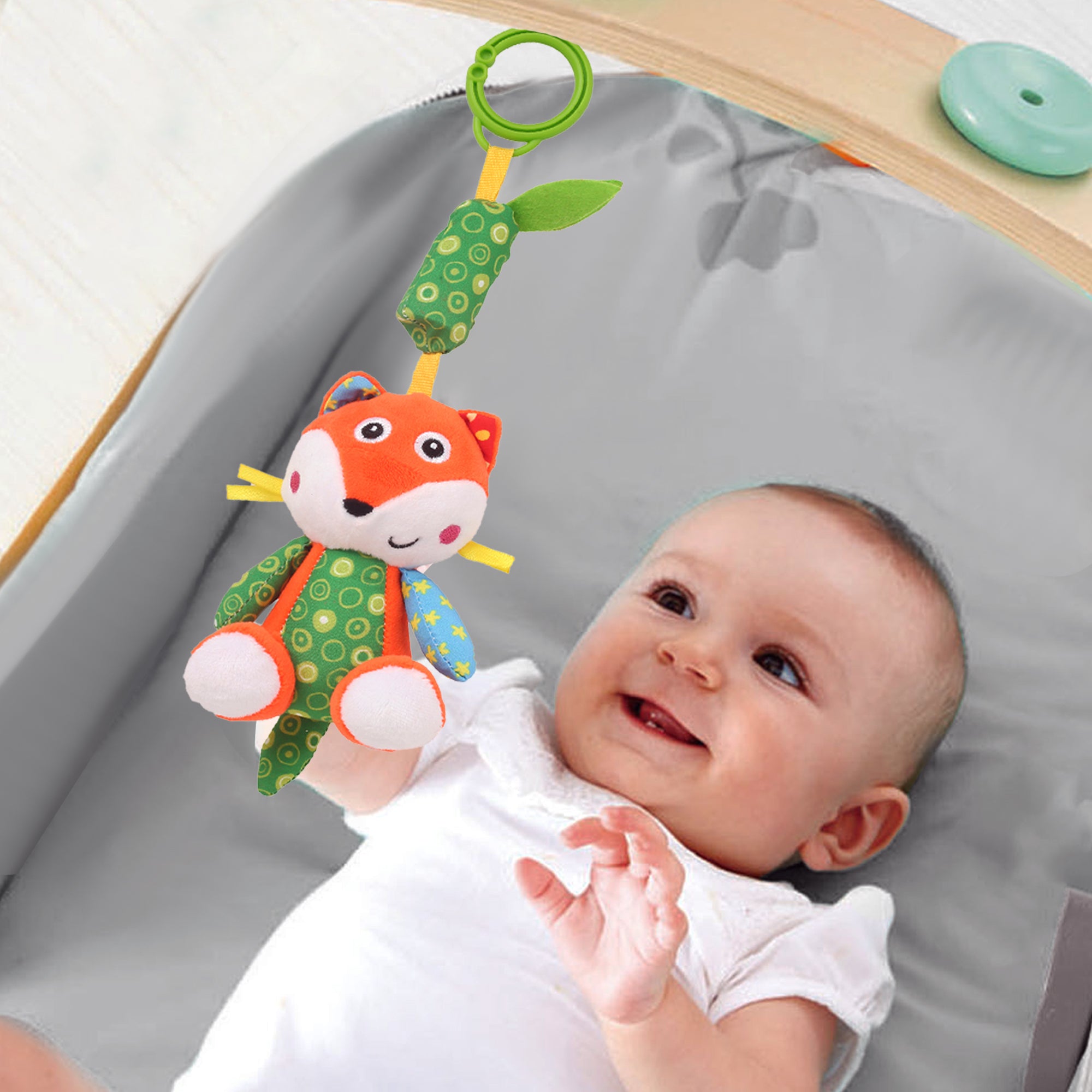 Fox Orange And Green Hanging Musical Toy - Baby Moo