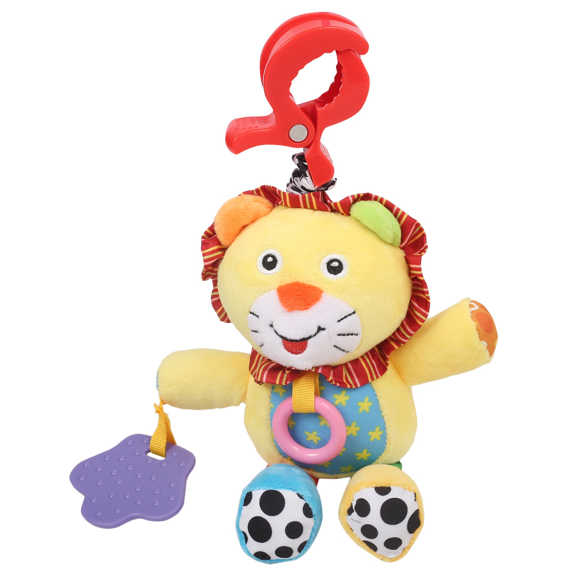 Lion Yellow Hanging Pulling Toy With Teether - Baby Moo