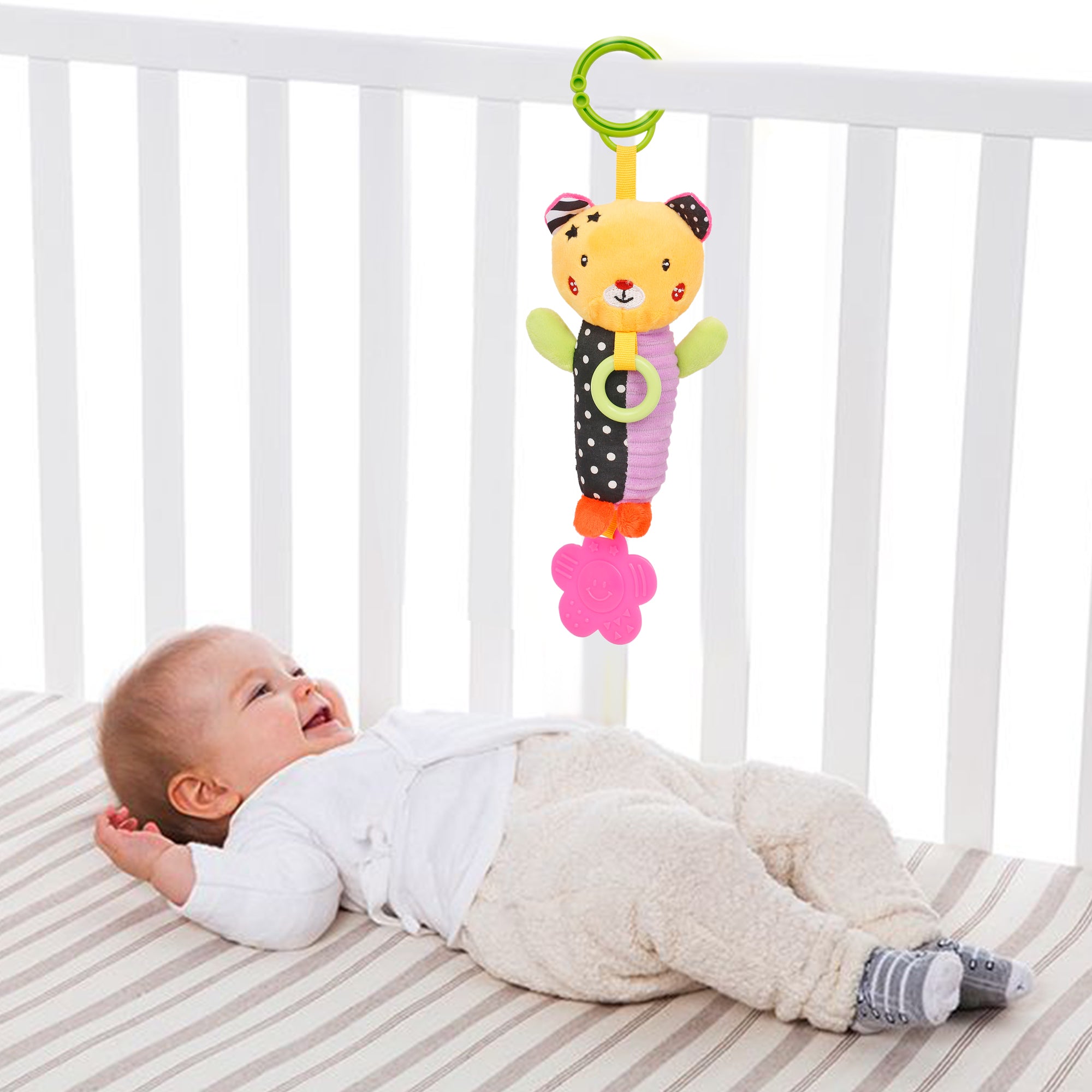 Smiling Star Purple Hanging Toy With Teether - Baby Moo