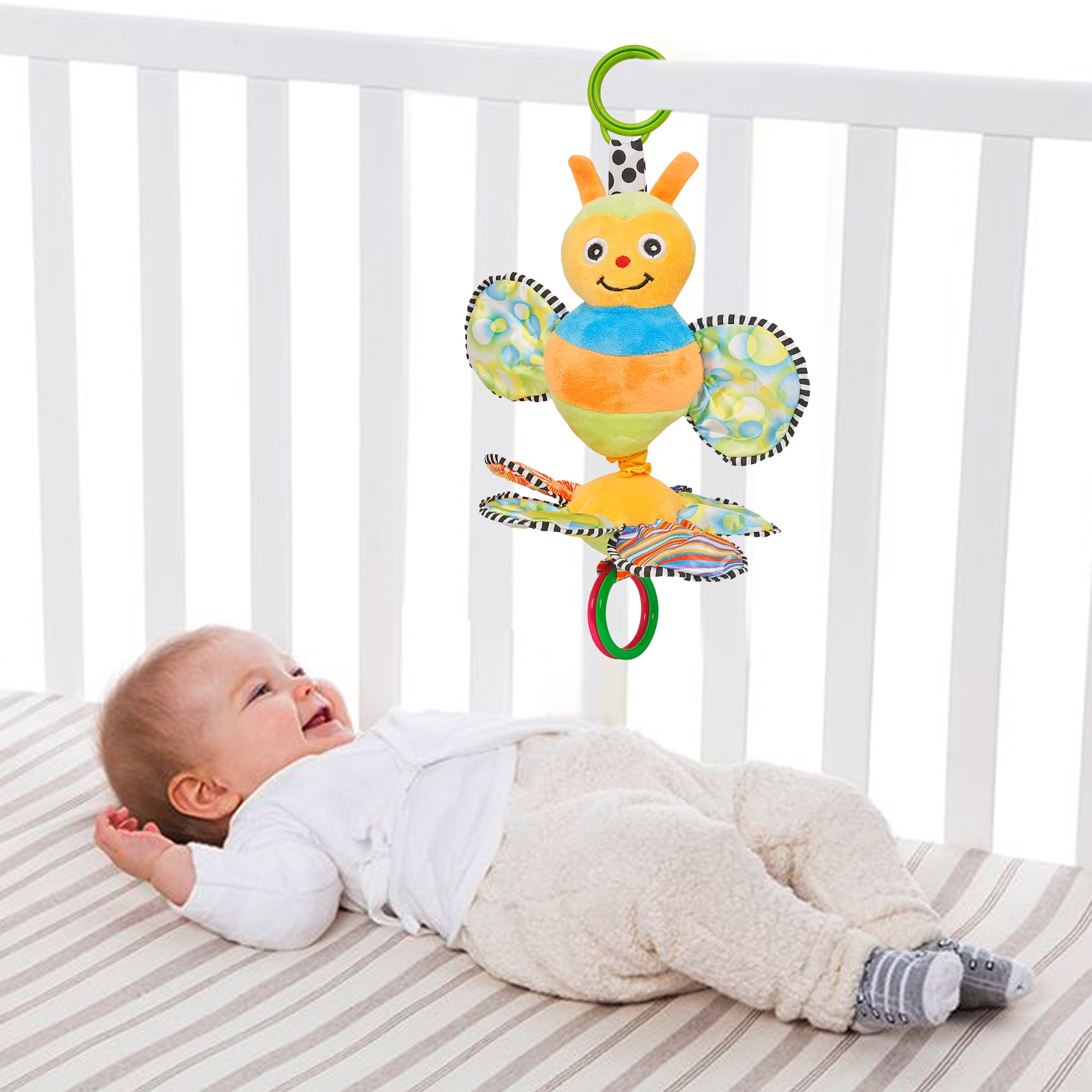 Baby Moo Frog Green Pulling Toy Rattle