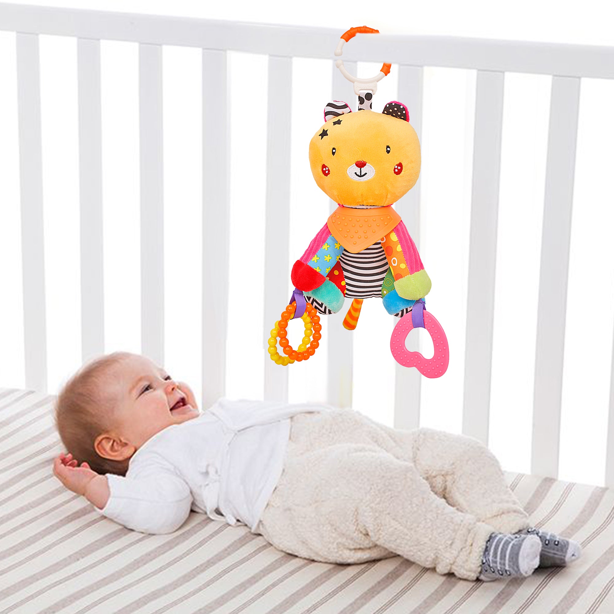 Smiling Star Orange Premium Hanging Toy With Teether - Baby Moo