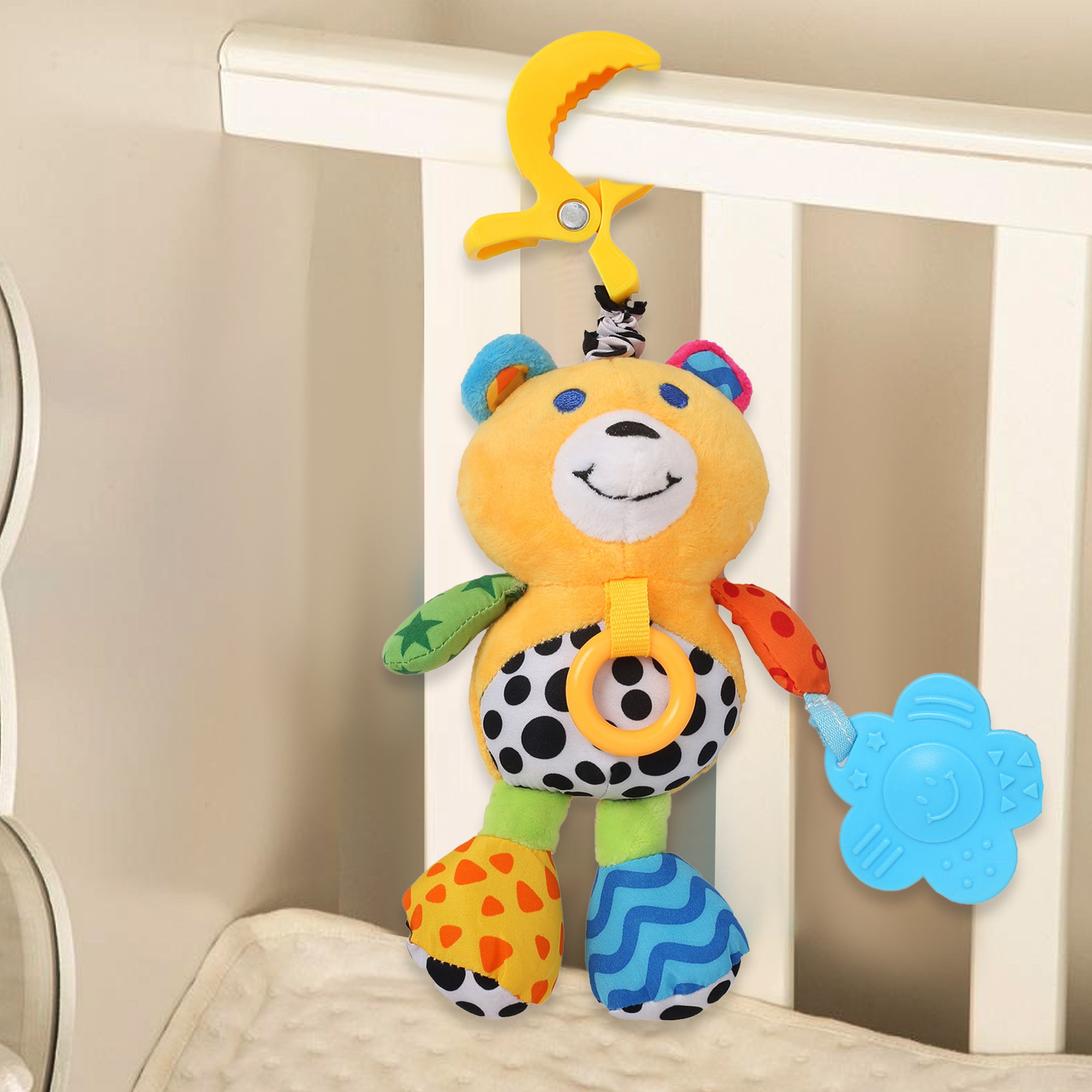 Animal Yellow Hanging Pulling Toy With Teether
