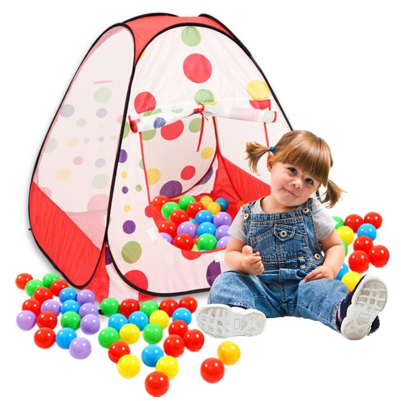 Playtime Foldable Ball Pit Tent Polka Dotted - Red - Baby Moo