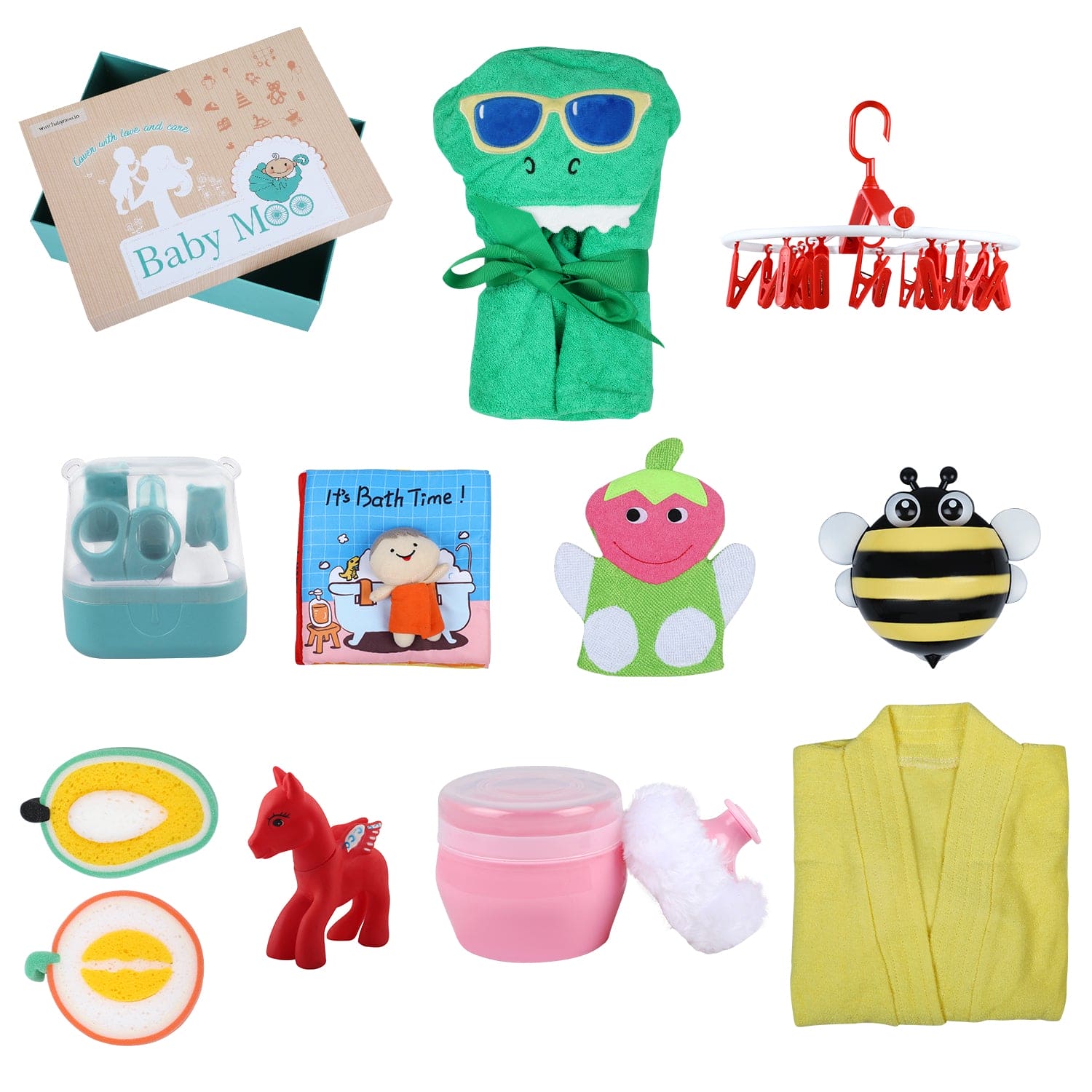 Bathing Essentials Premium Gift Hamper 11 Pcs Unisex Multicolour - Baby Moo