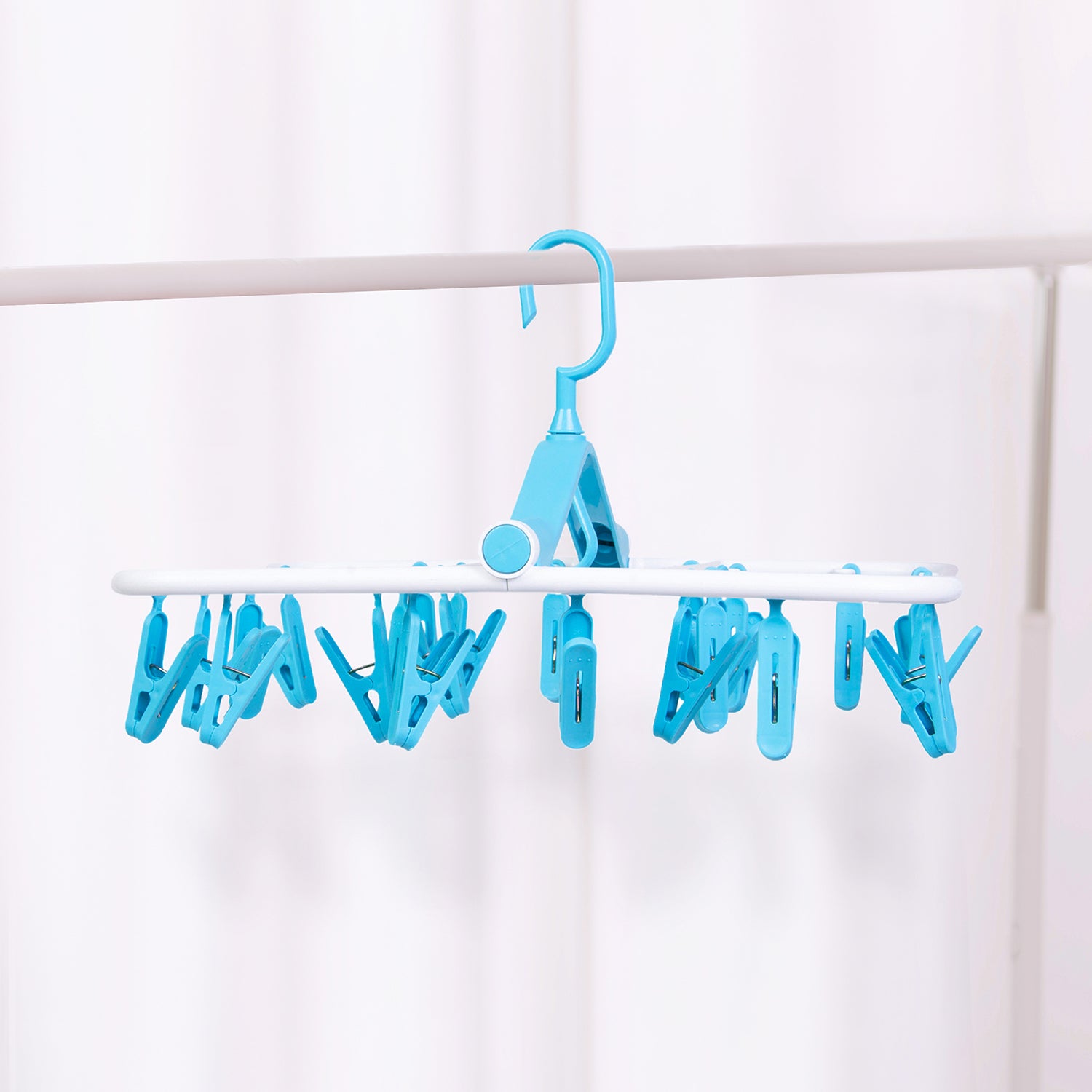 Clothes Hanger
 Square Foldable 24 Clips Blue - Baby Moo