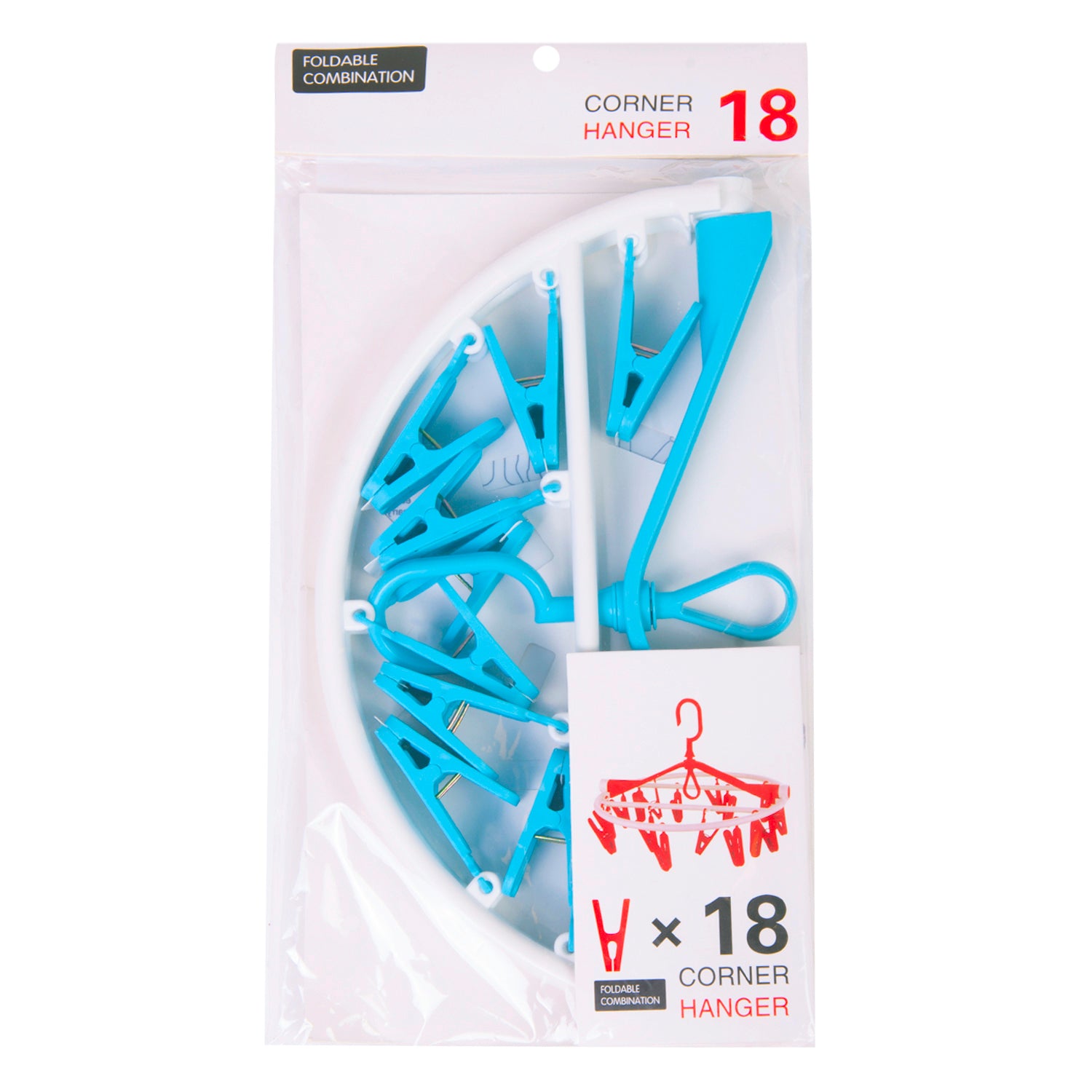 Clothes Hanger Round Foldable 18 Clips Blue - Baby Moo