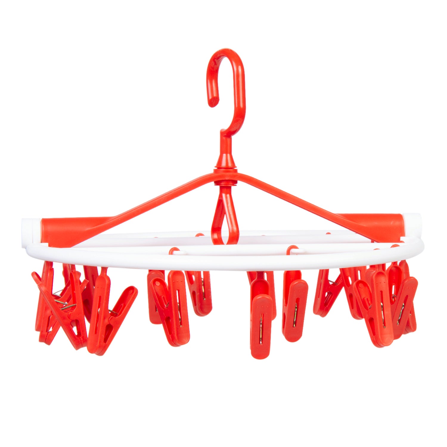 Baby Moo Clothes Hanger Round Foldable 18 Clips Red