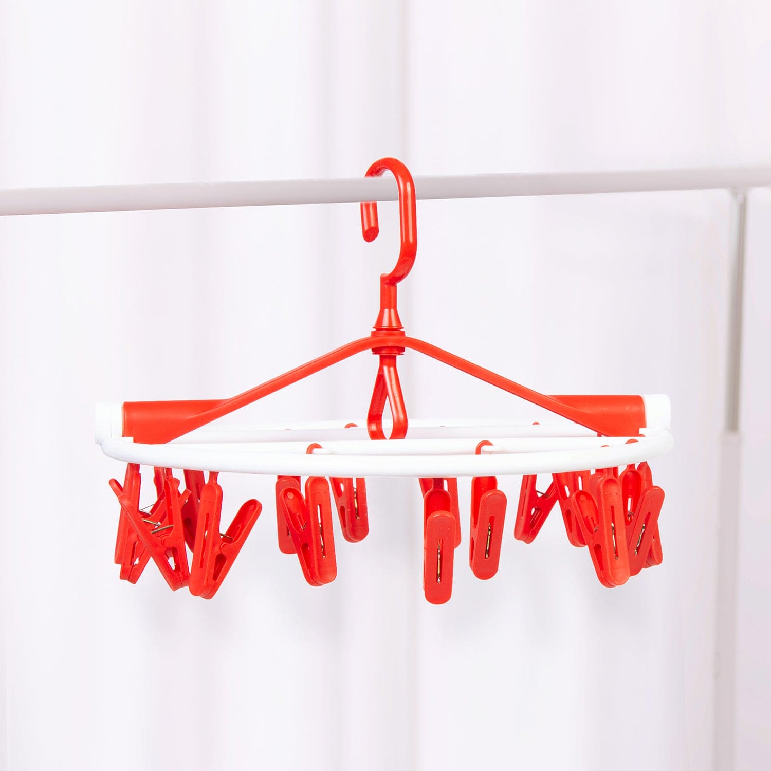 Clothes Hanger Round Foldable 18 Clips Red - Baby Moo