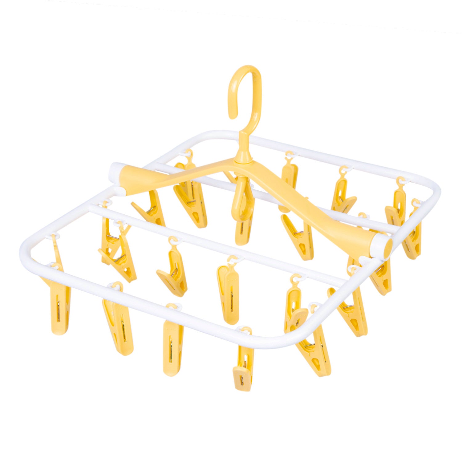 Clothes Hanger
 Square Foldable 24 Clips Yellow