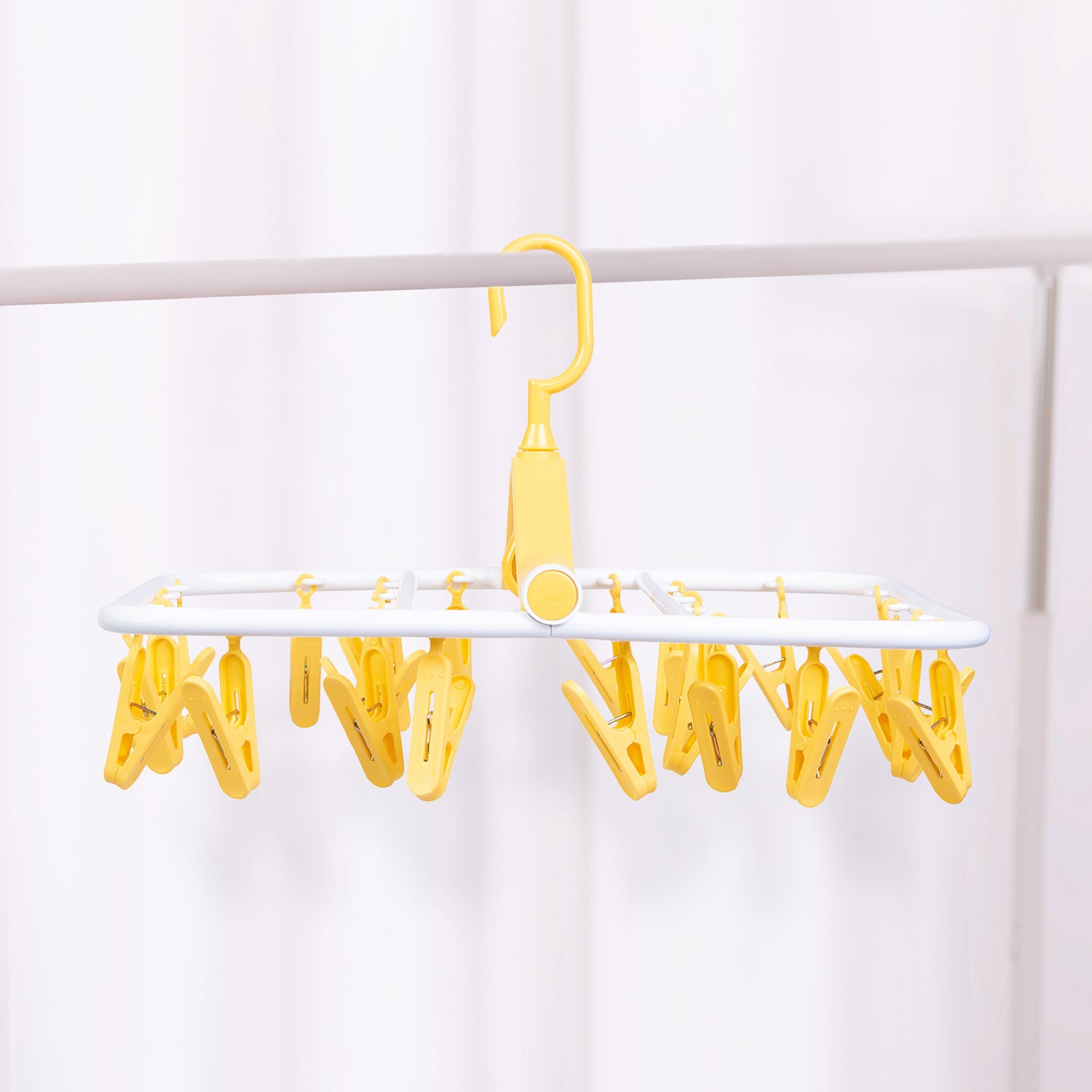Clothes Hanger
 Square Foldable 24 Clips Yellow - Baby Moo