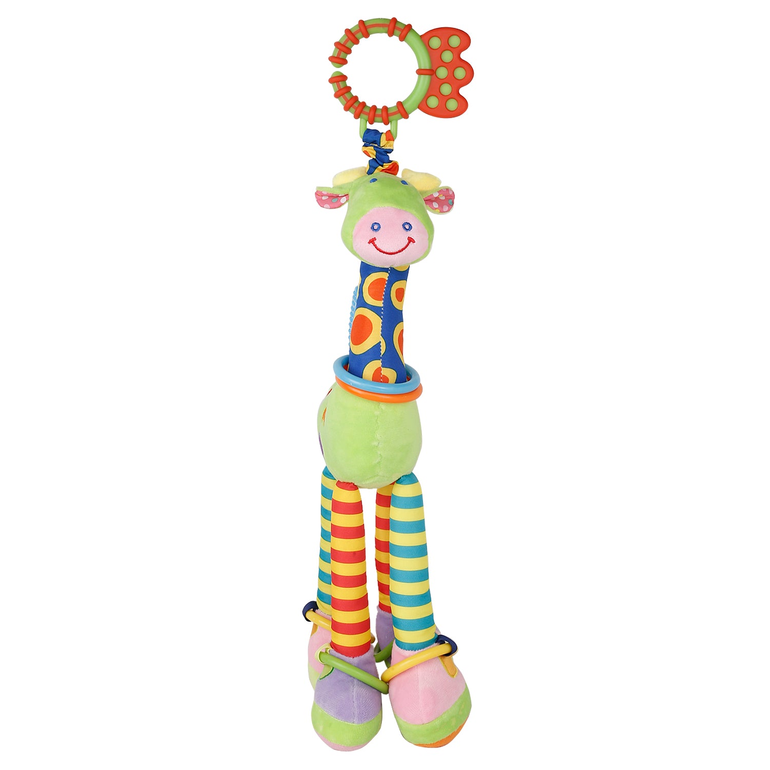 Flexible Giraffe Green Musical Hanging Toy With Teether - Baby Moo