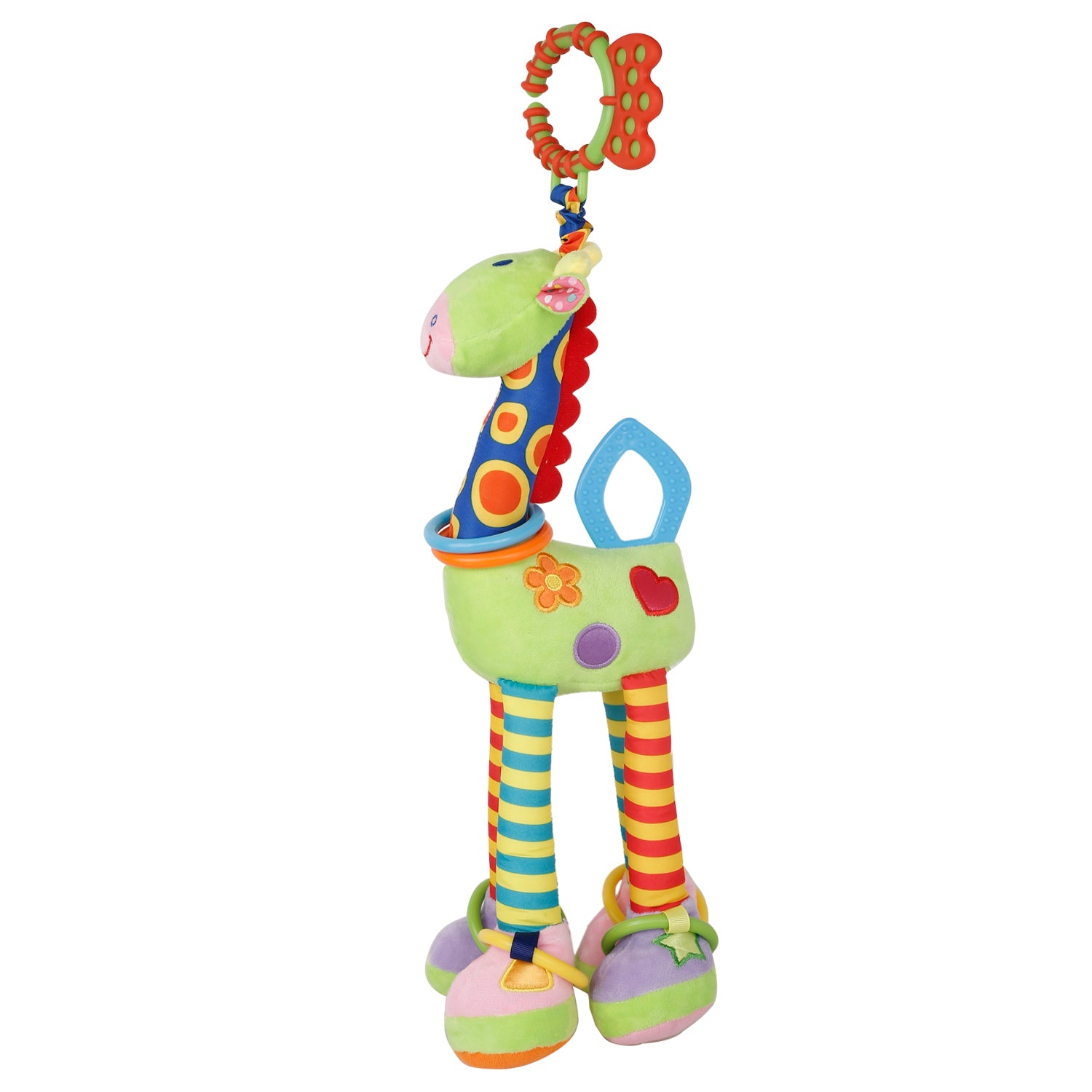 Flexible Giraffe Green Musical Hanging Toy With Teether - Baby Moo