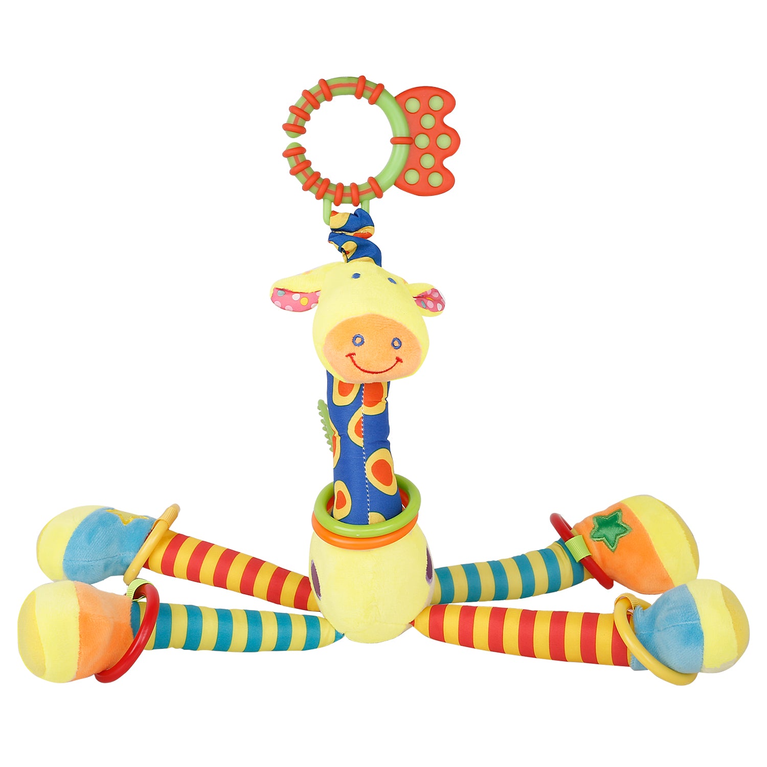 Flexible Giraffe Multicolour Musical Hanging Toy With Teether - Baby Moo