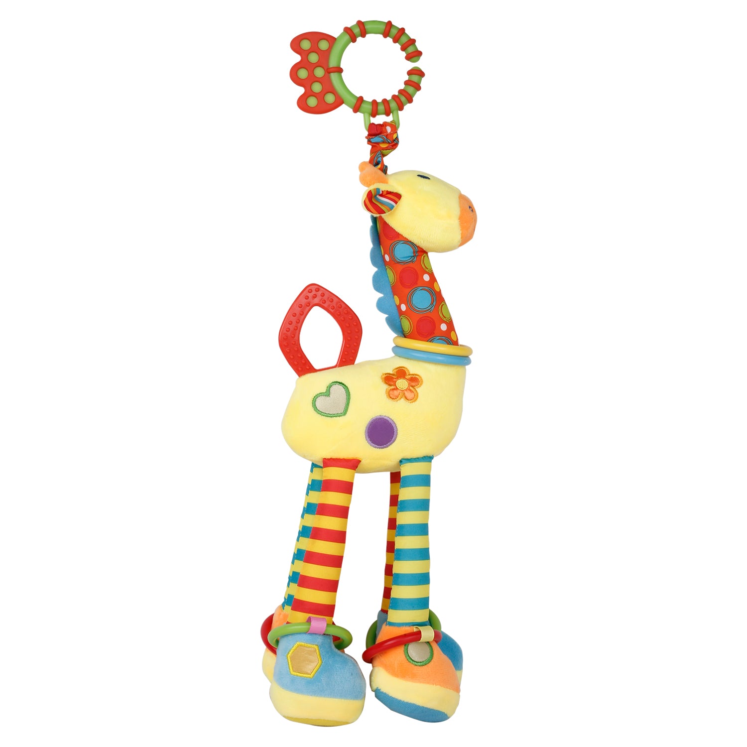 Flexible Giraffe Yellow Musical Hanging Toy With Teether