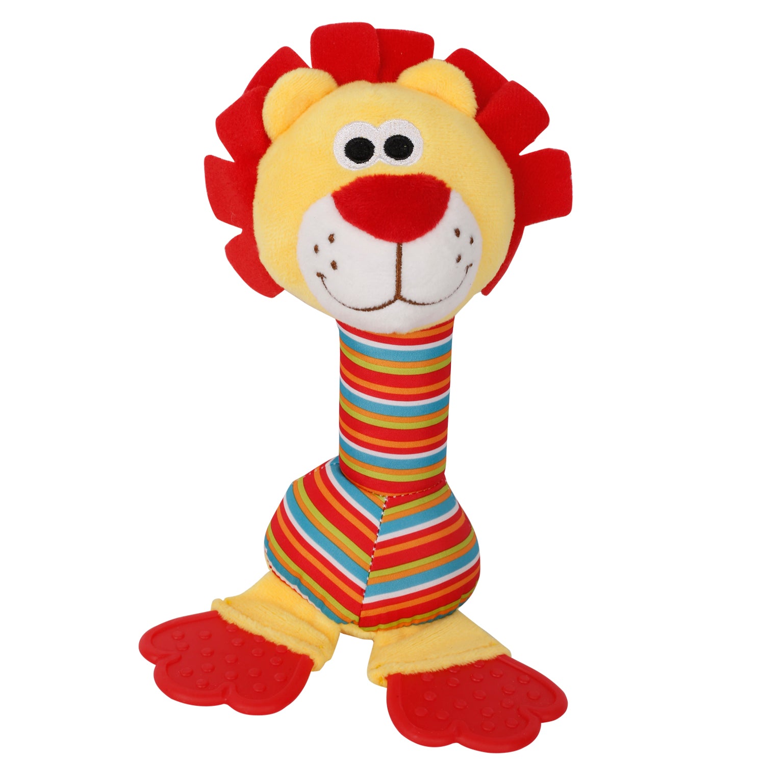 Lion Yellow And Red Soft Rattle With Teether - Baby Moo