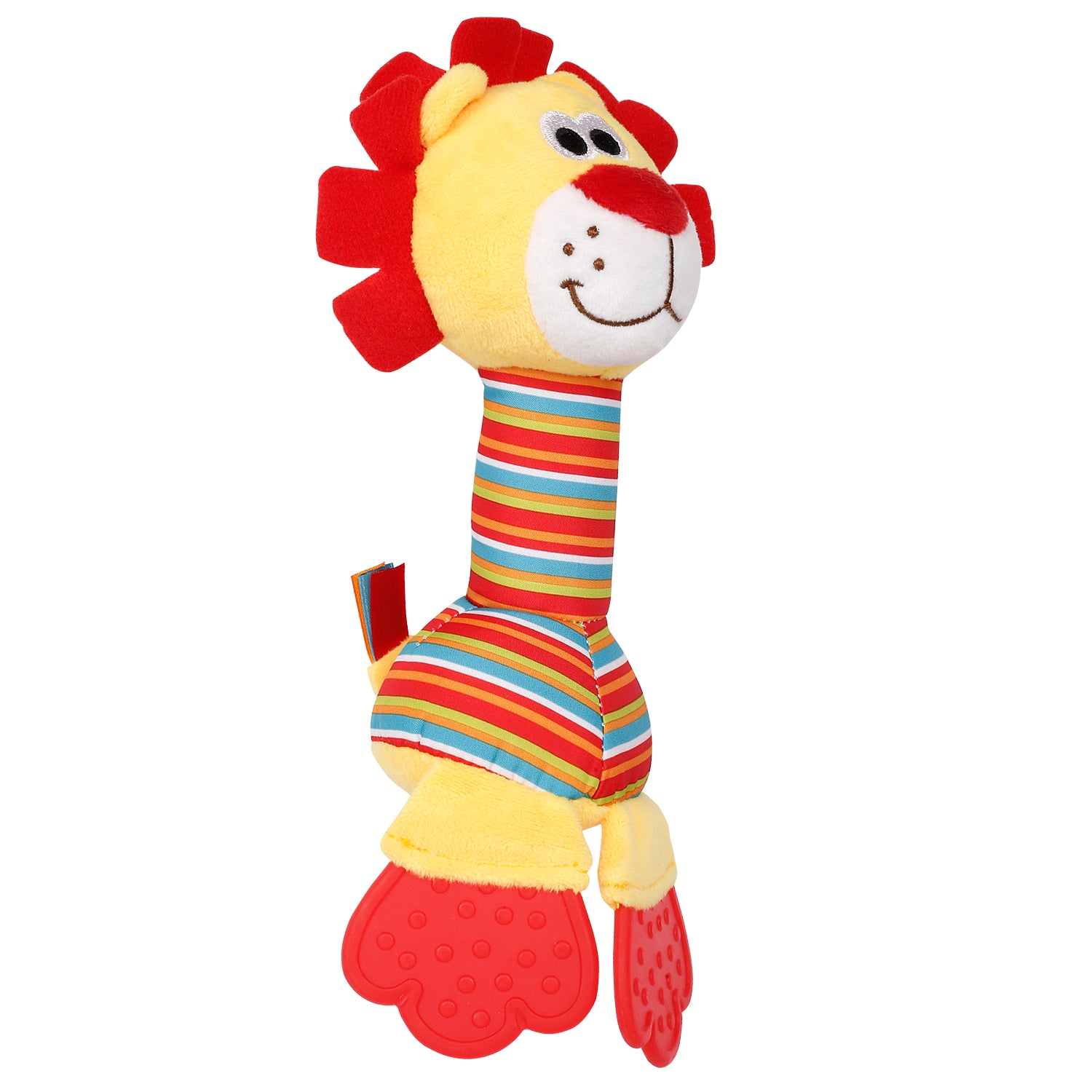 Lion Yellow And Red Soft Rattle With Teether - Baby Moo