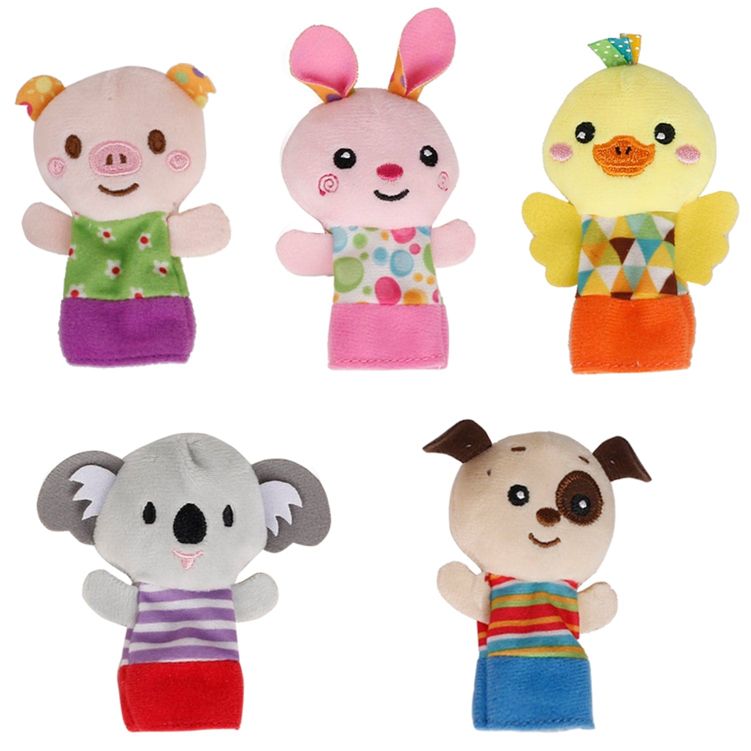 Animals Multicolour Set of 5 Finger Puppets - Baby Moo