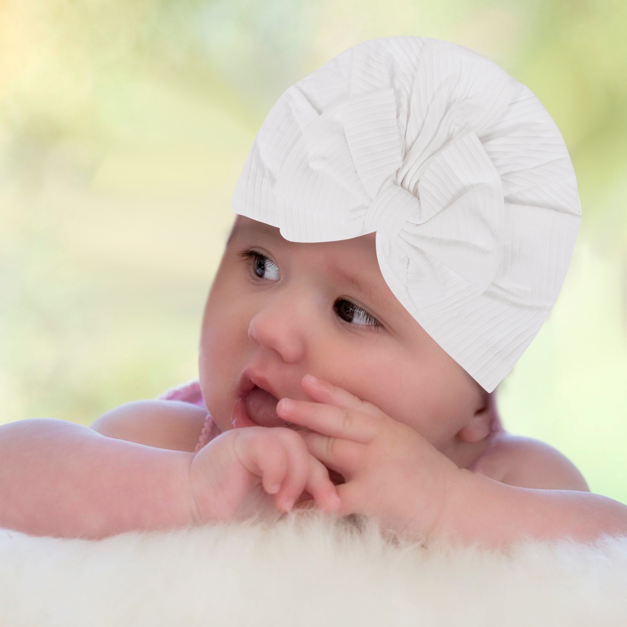 Bow Turban Cap - White - Baby Moo