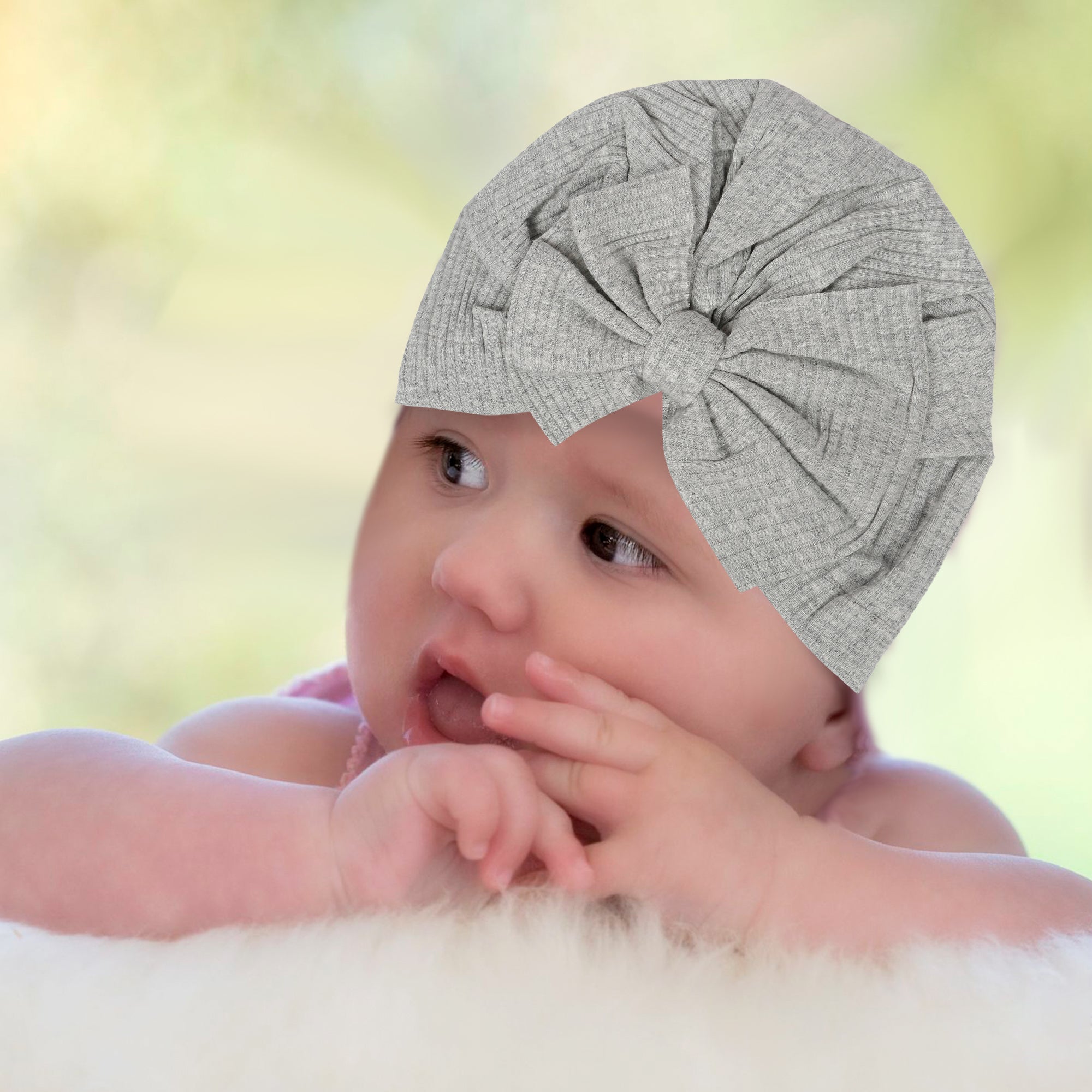 Bow Turban Cap - Grey - Baby Moo