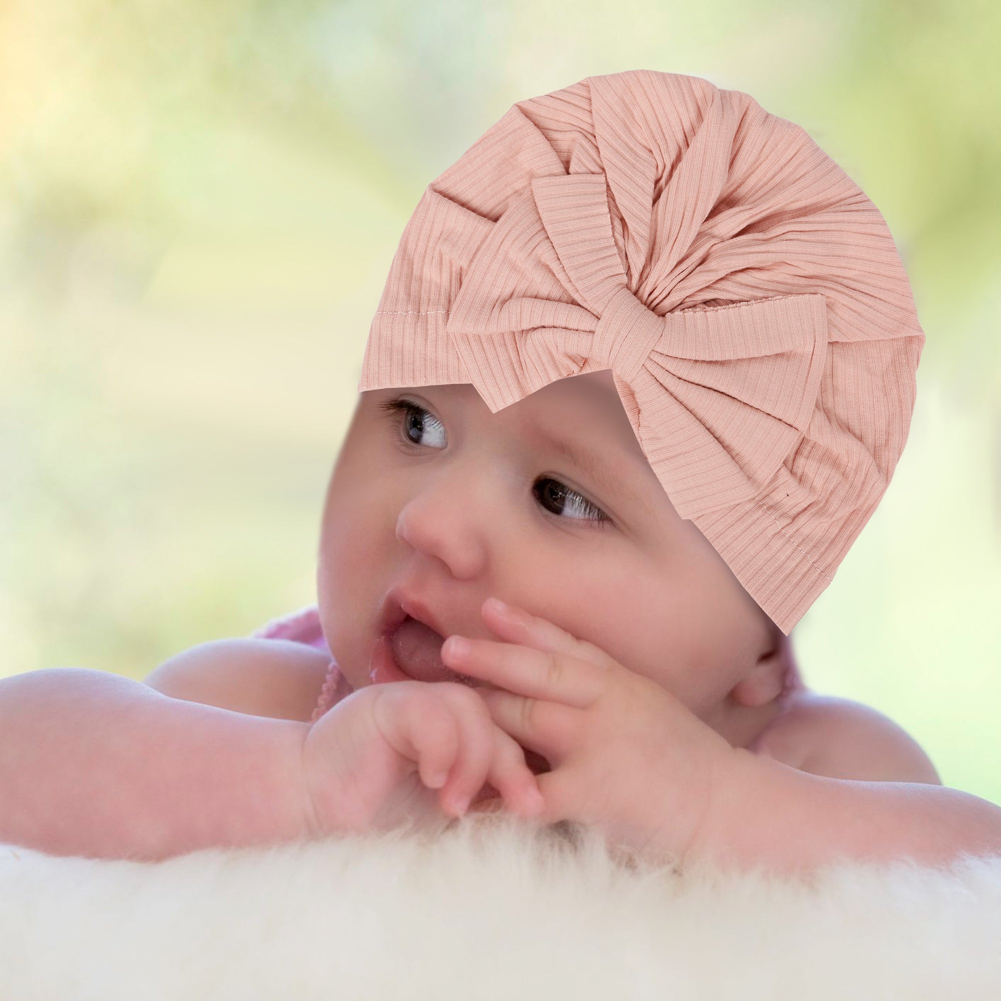 Bow Turban Cap - Peach - Baby Moo