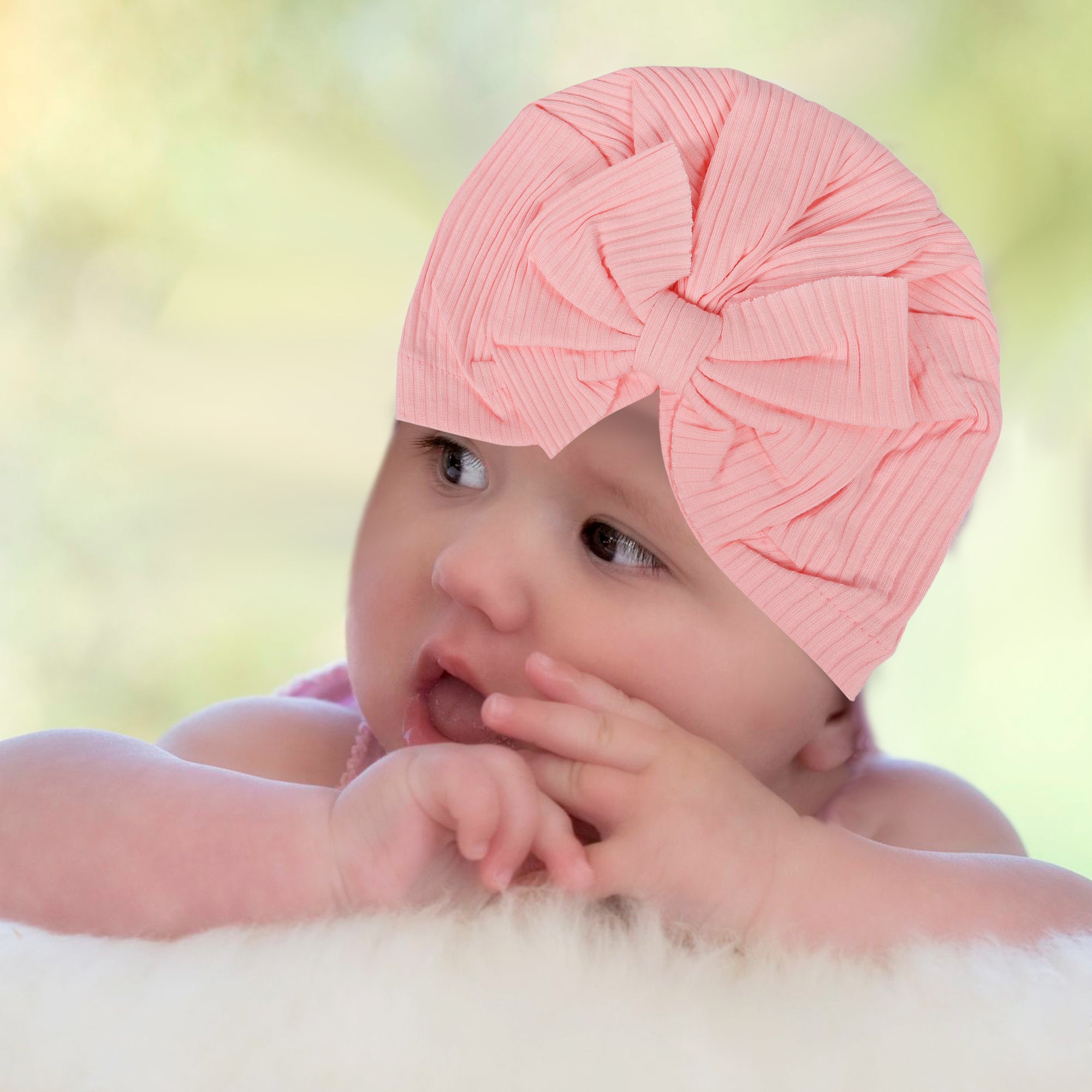 Bow Turban Cap - Salmon Pink - Baby Moo