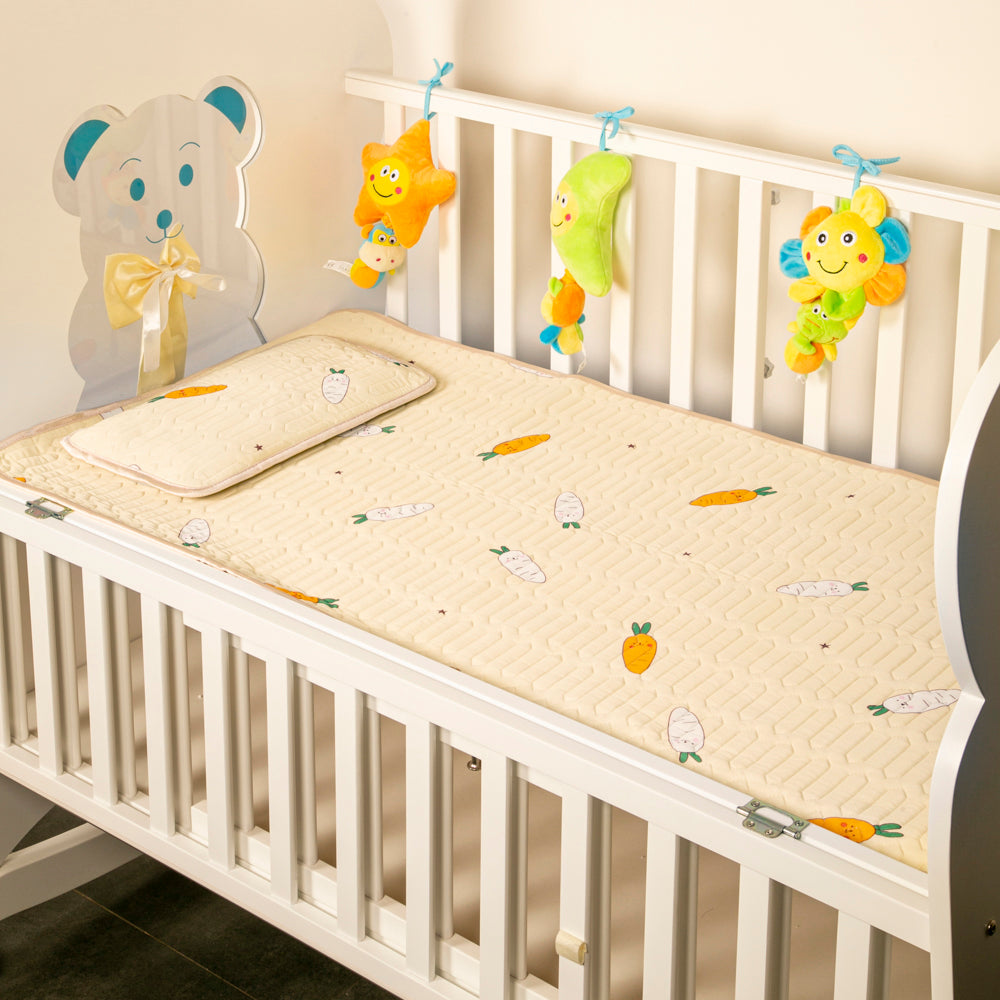 Veggies Make You Strong Yellow Washable Mat With Pillow - Baby Moo