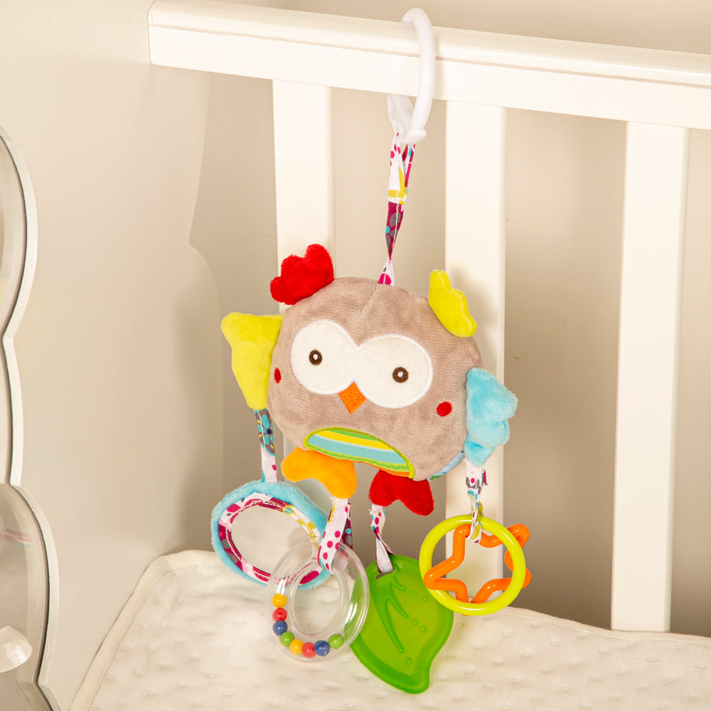 Owl Grey Hanging Toy With Teether - Baby Moo