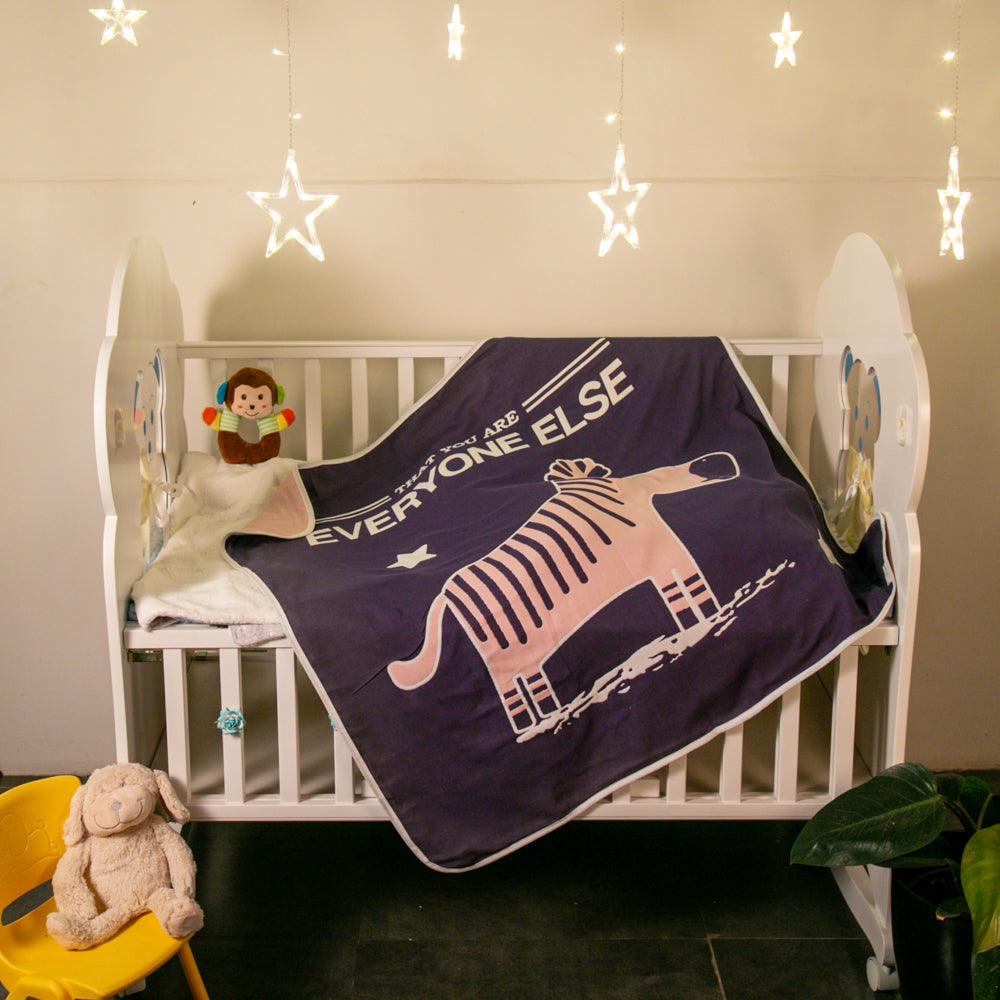 Zebra Grey and Pink Big Baby Medium Muslin Blanket - Baby Moo