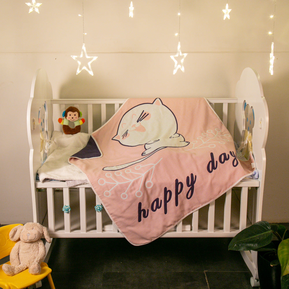 Kitty Pink Big Baby Medium Muslin Blanket - Baby Moo