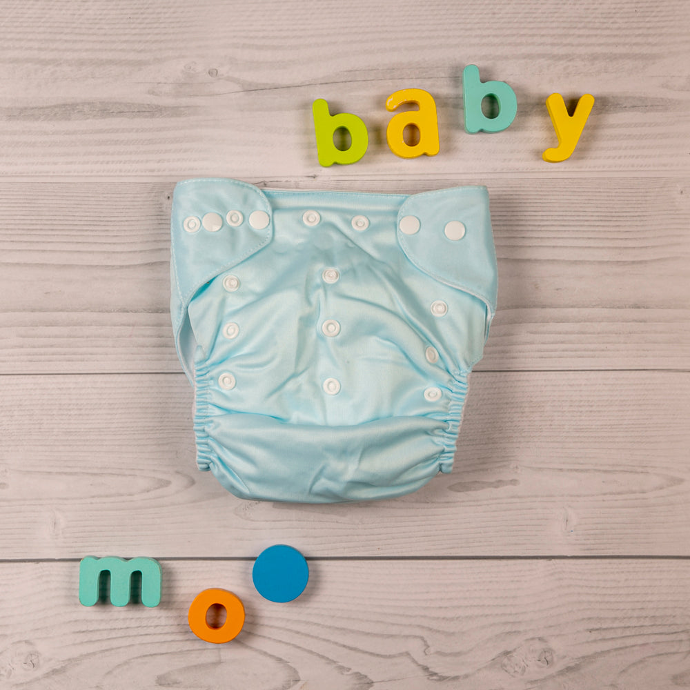 Plain Light Blue Adjustable & Washable Diaper - Baby Moo