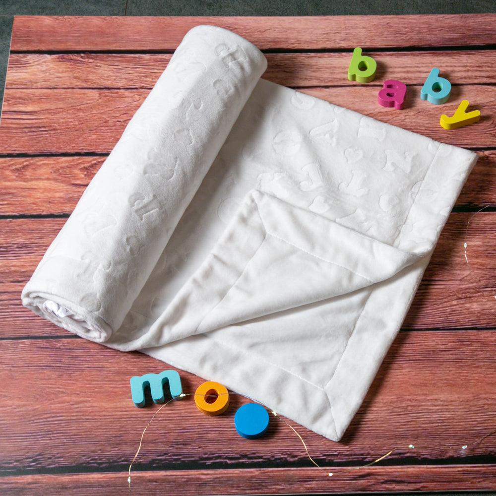 Alphabet Cream Soft Embossed Blanket - Baby Moo