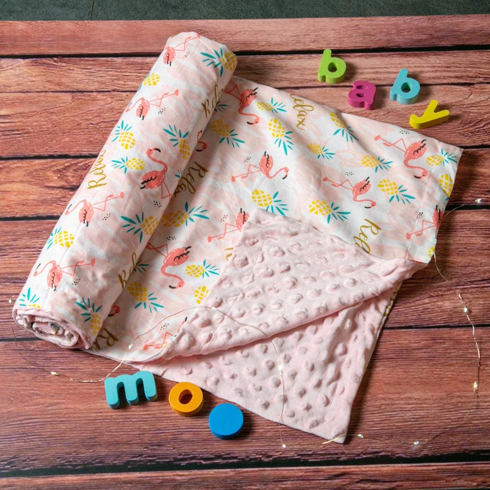 Flamingo Pink Double Sided Blanket - Baby Moo