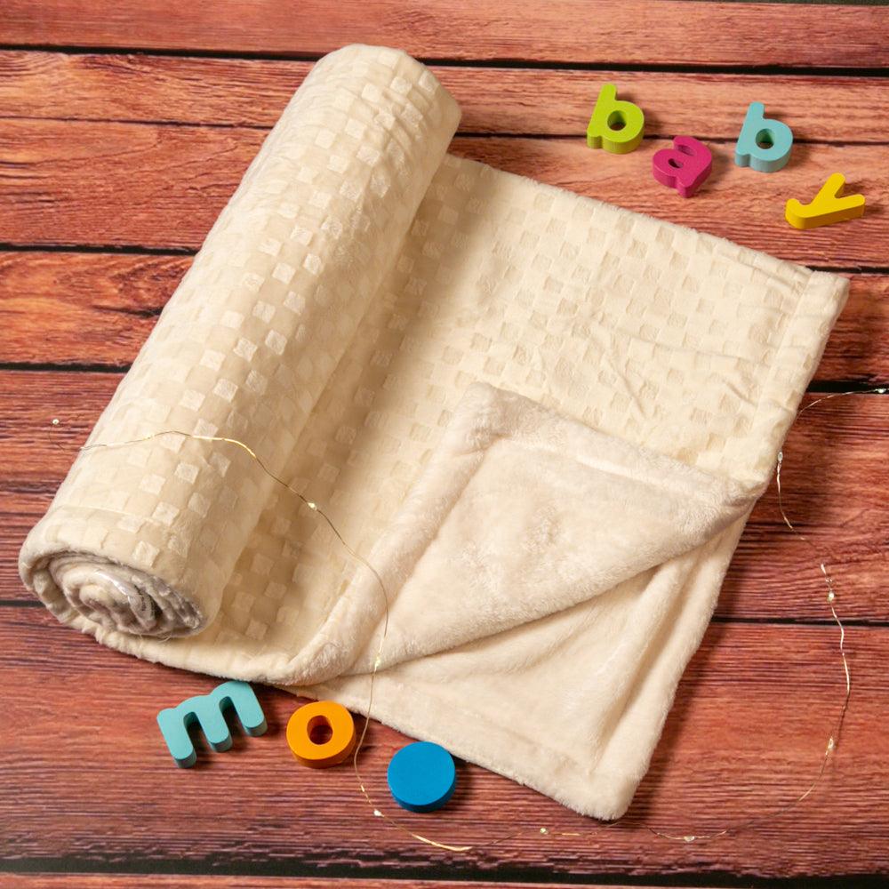 Chequered Cream Textured Beige Blanket - Baby Moo