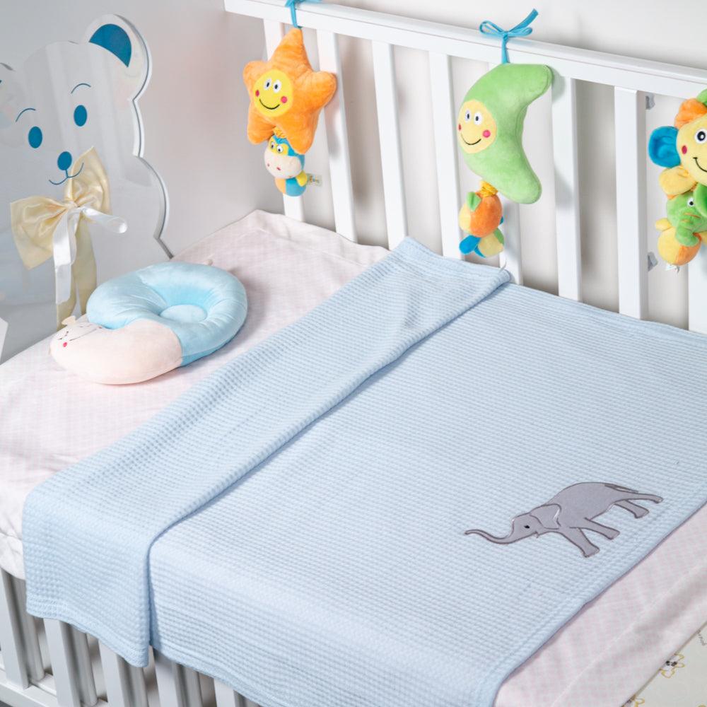 Elephant Blue Waffle Blanket - Baby Moo