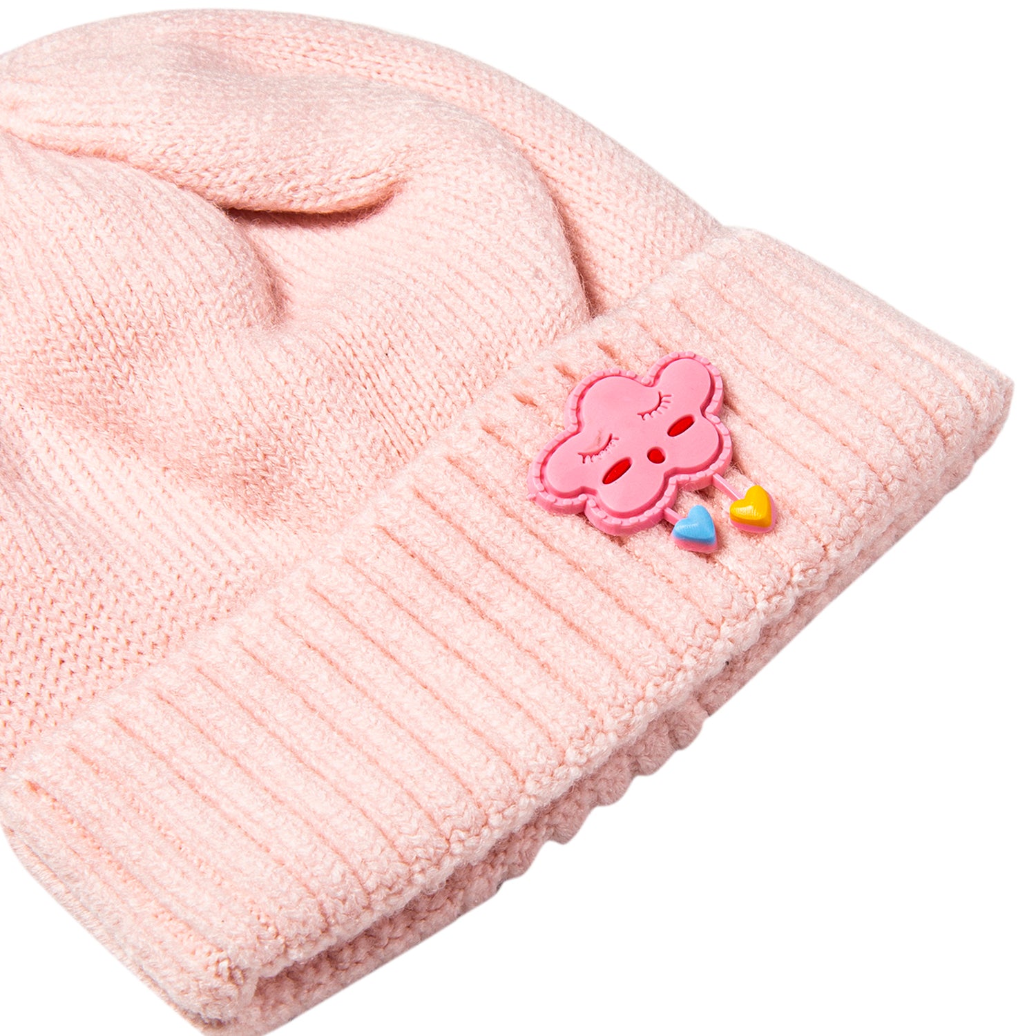 Knit Woollen Cap Winter Beanie Cloud Pink