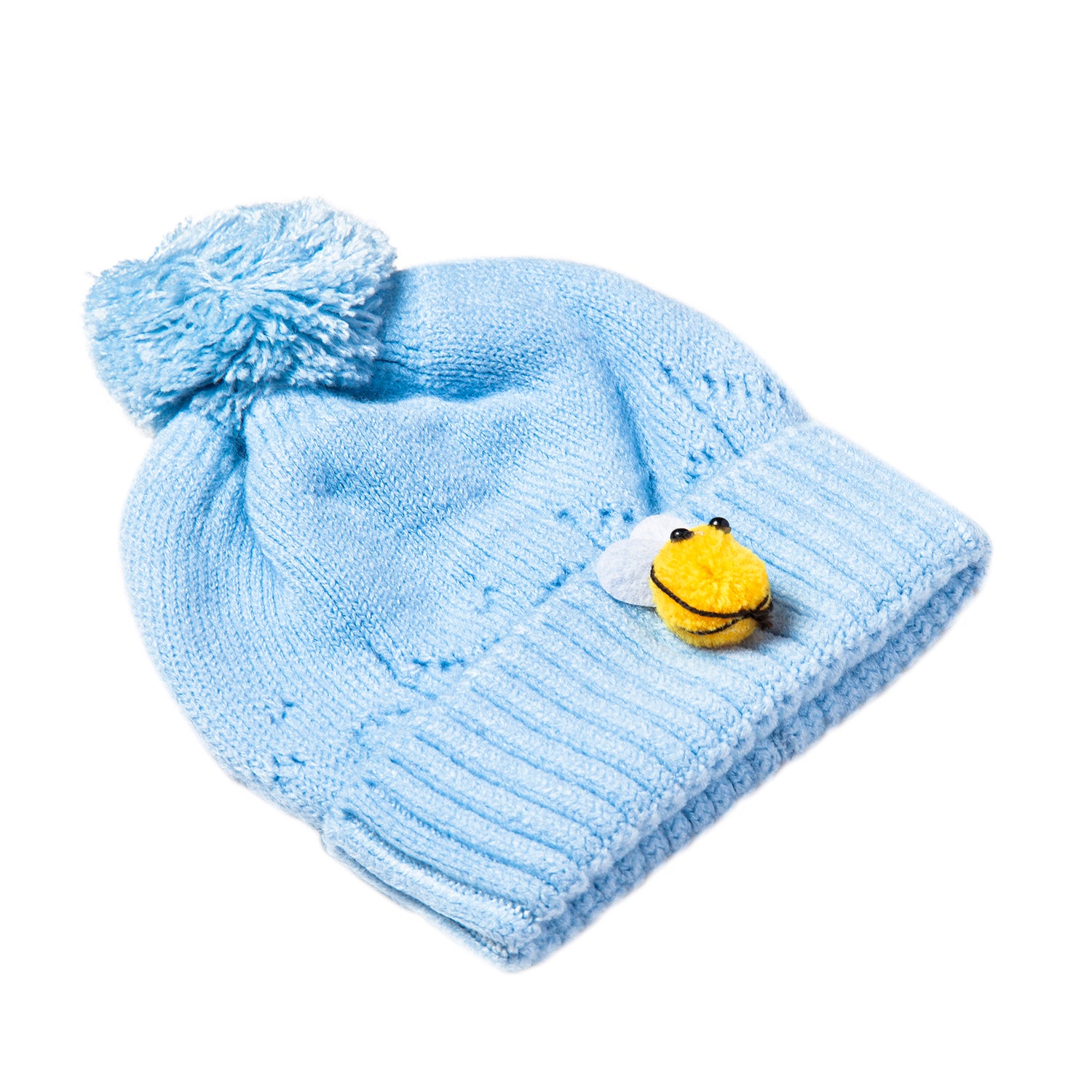 Knit Woollen Cap Honey Bee Blue - Baby Moo