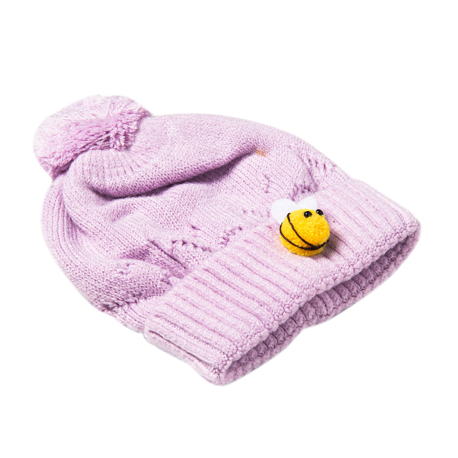 Knit Woollen Cap Honey Bee Lavender - Baby Moo