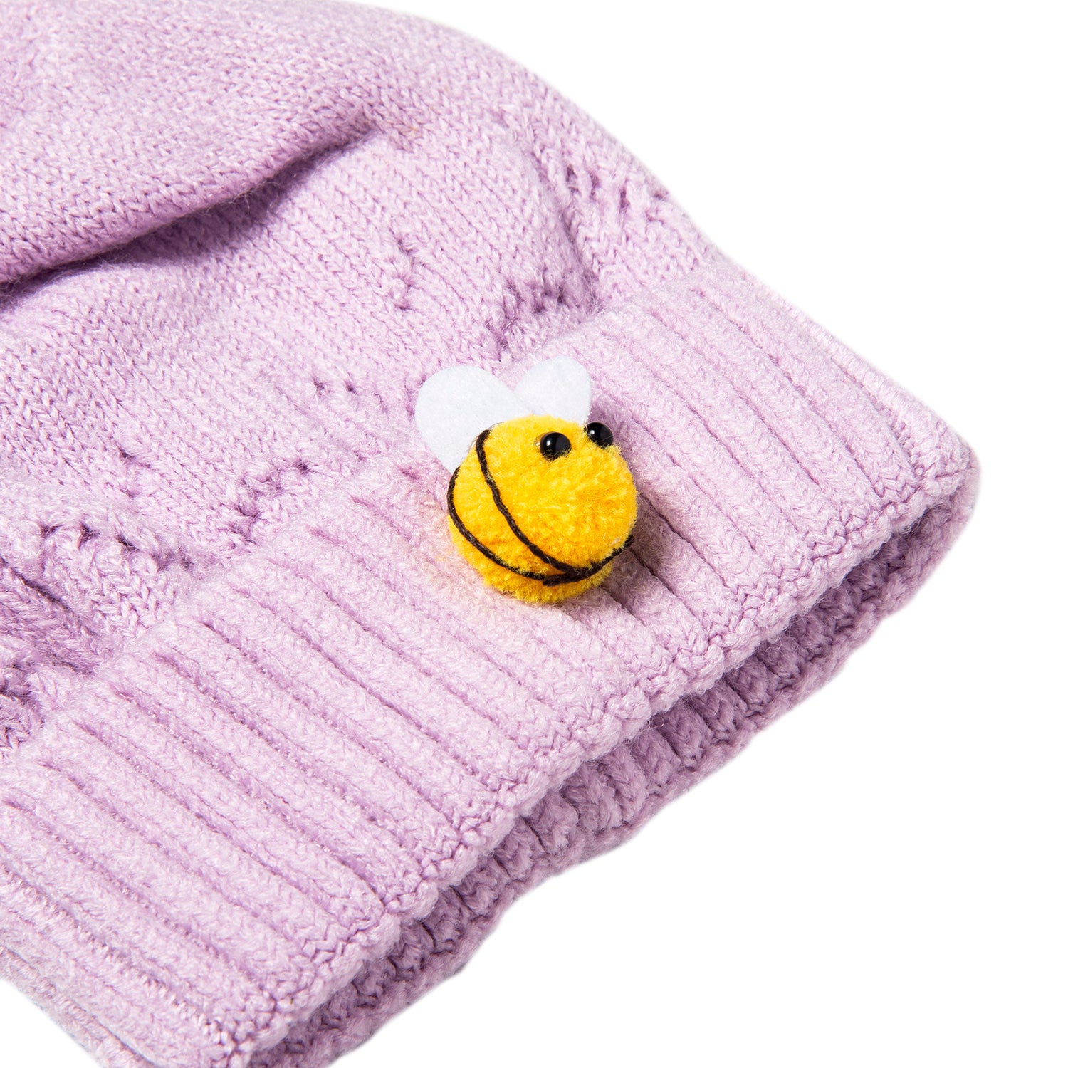 Knit Woollen Cap Honey Bee Lavender - Baby Moo