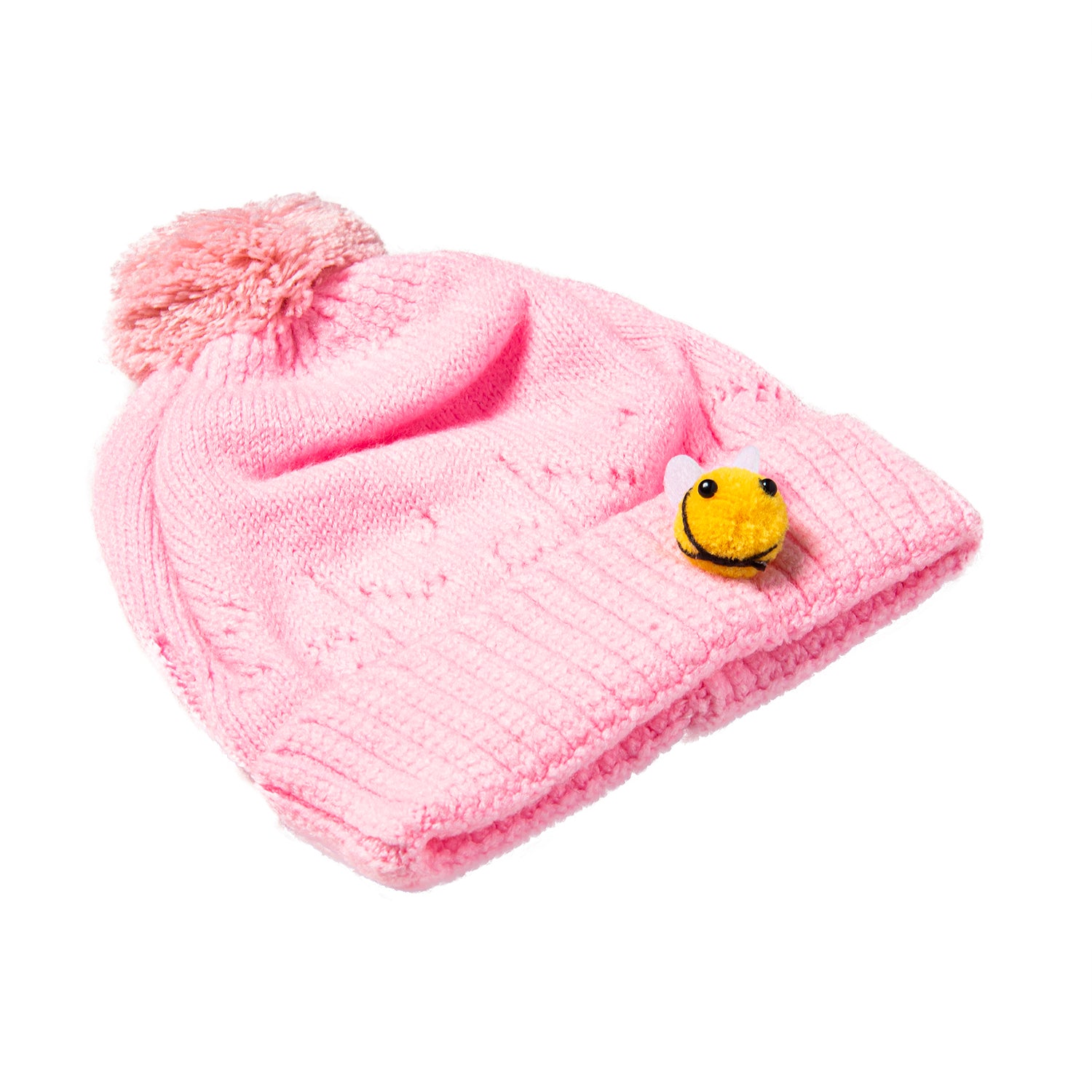 Knit Woollen Cap Honey Bee Pink - Baby Moo