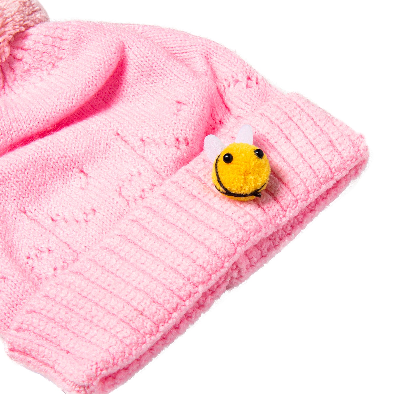 Knit Woollen Cap Honey Bee Pink - Baby Moo