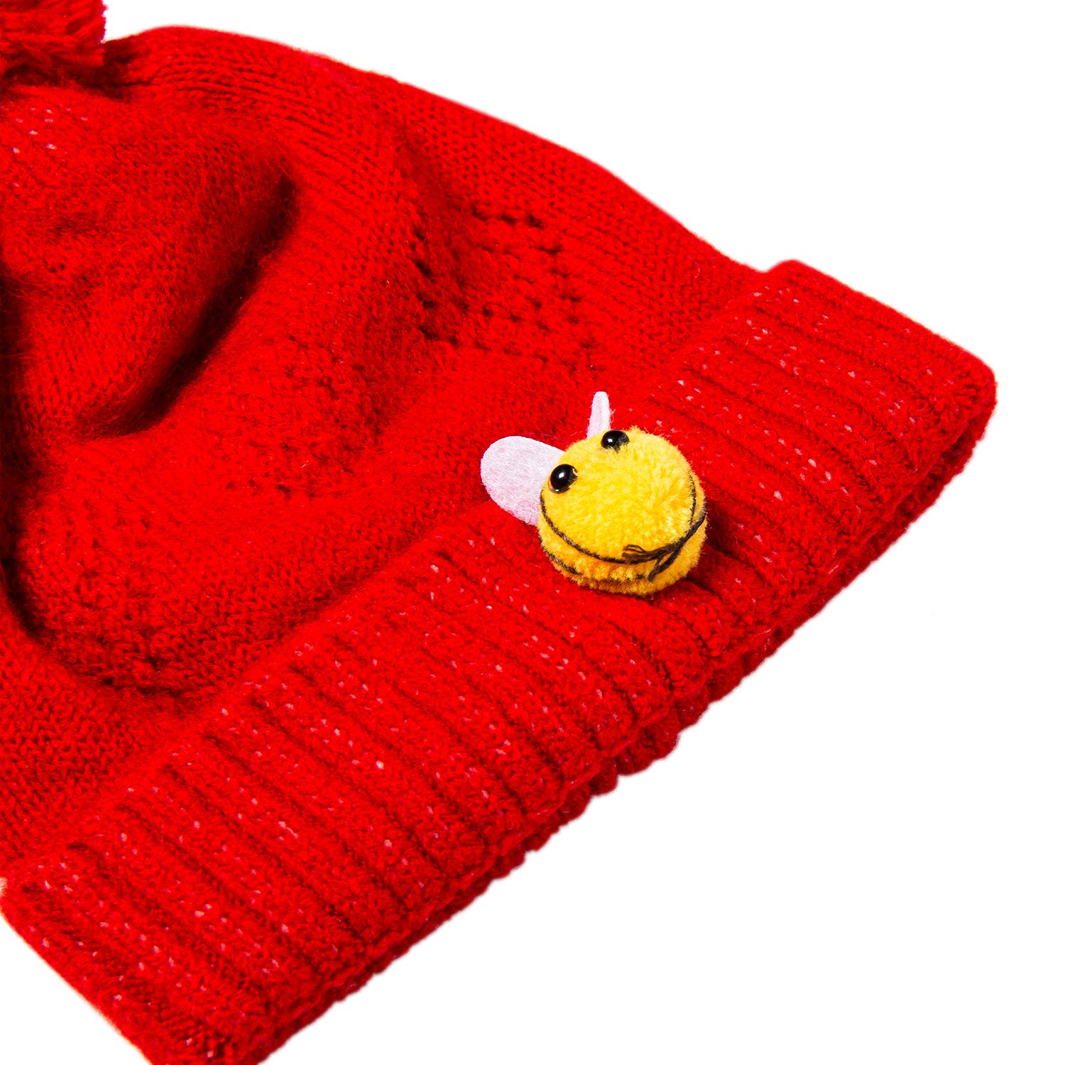Knit Woollen Cap Honey Bee Red - Baby Moo
