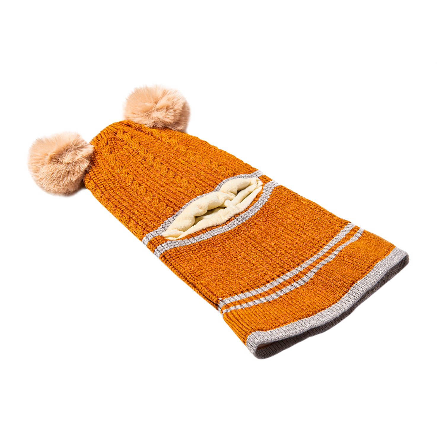 Winter Monkey Cap Woollen Hat Pom Pom Brown - Baby Moo