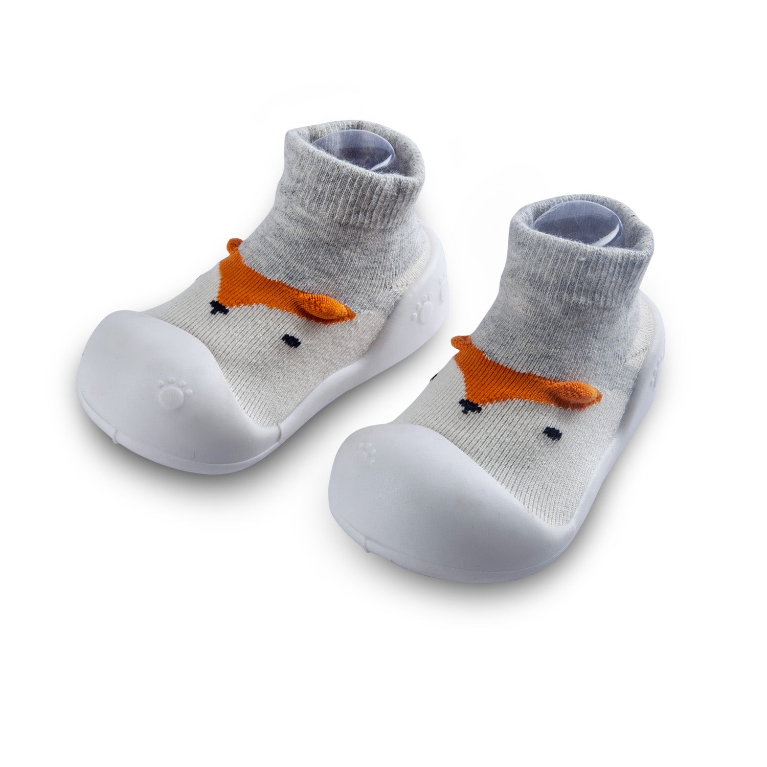 Newborn Anti-Skid Rubber Sole Slip-On Shoes Fox - Grey - Baby Moo