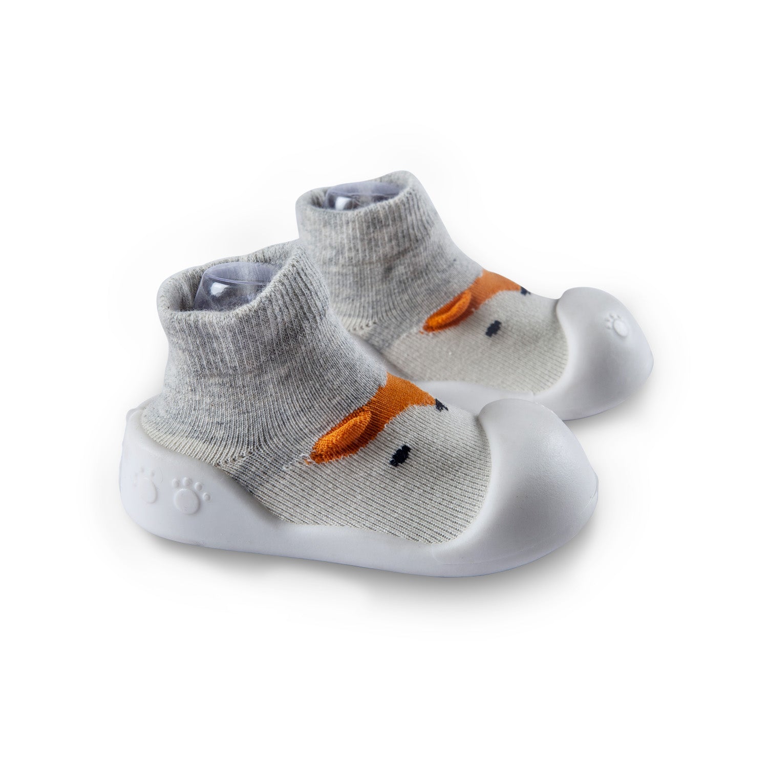 Newborn Anti-Skid Rubber Sole Slip-On Shoes Fox - Grey - Baby Moo