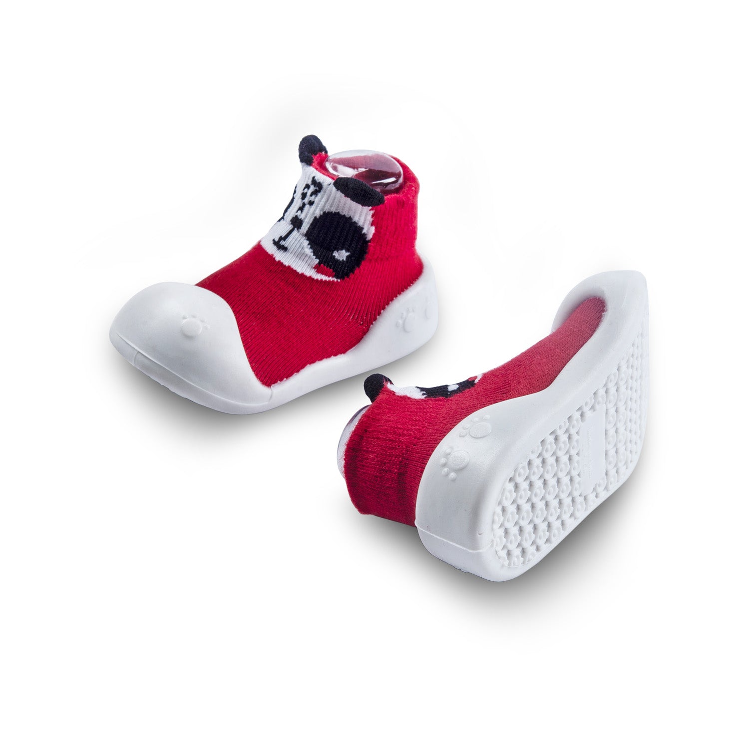 Newborn Anti-Skid Rubber Sole Slip-On Shoes Panda - Red - Baby Moo